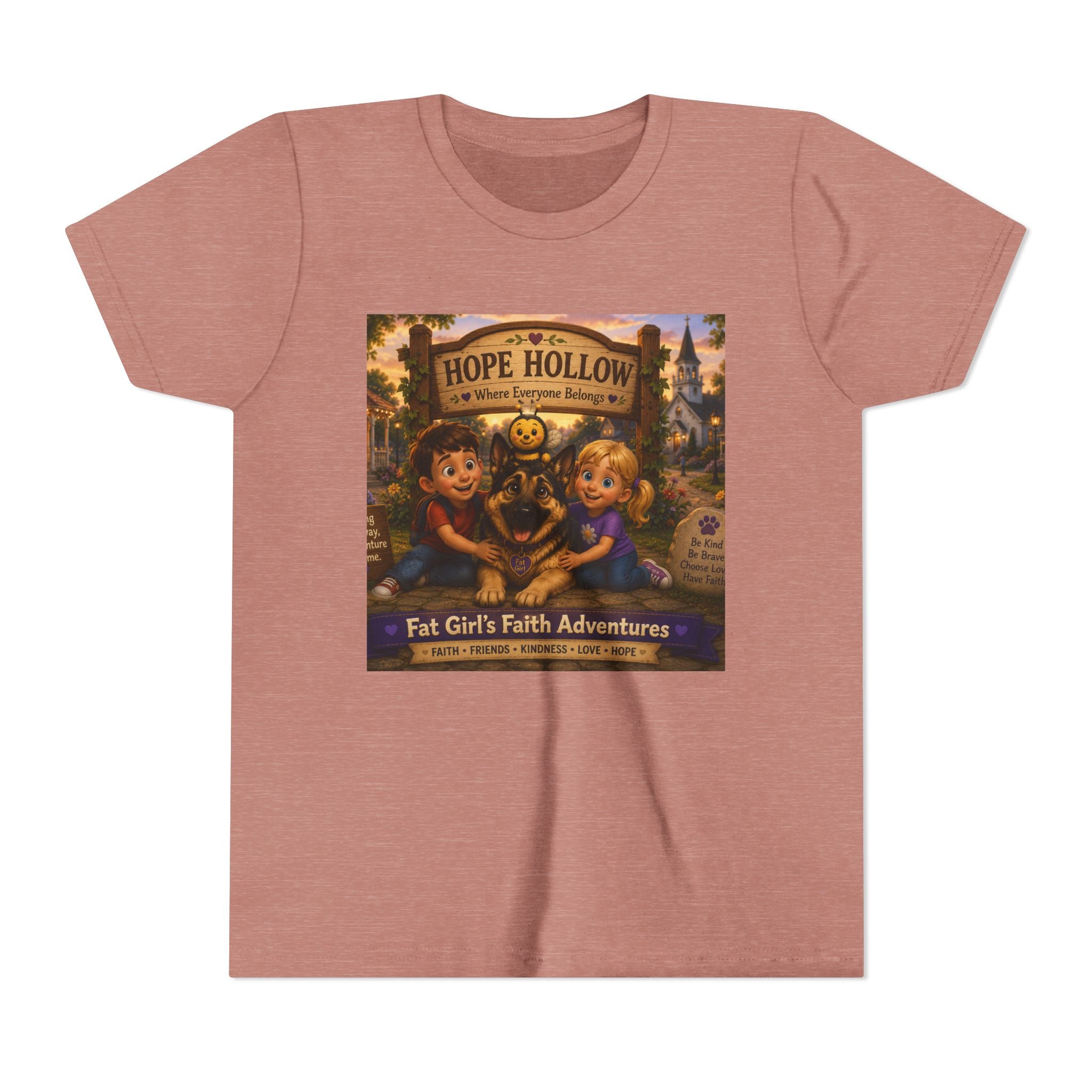Youth Tee — Hope Hollow 'Fat Girl's Faith Adventures' Retro Kids Graphic Shirt