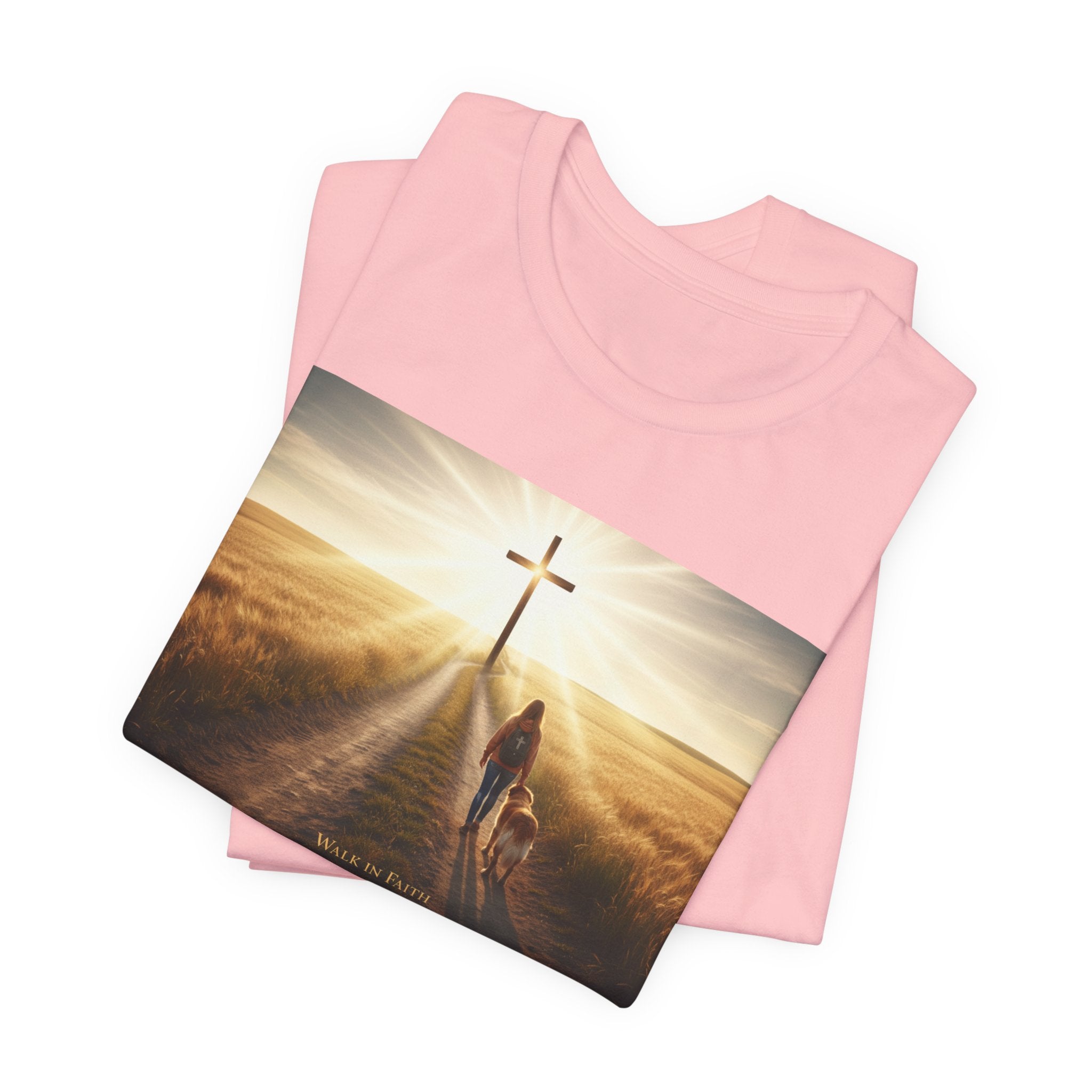 Christian Cross Sunrise Tee — Faith Journey T‑Shirt