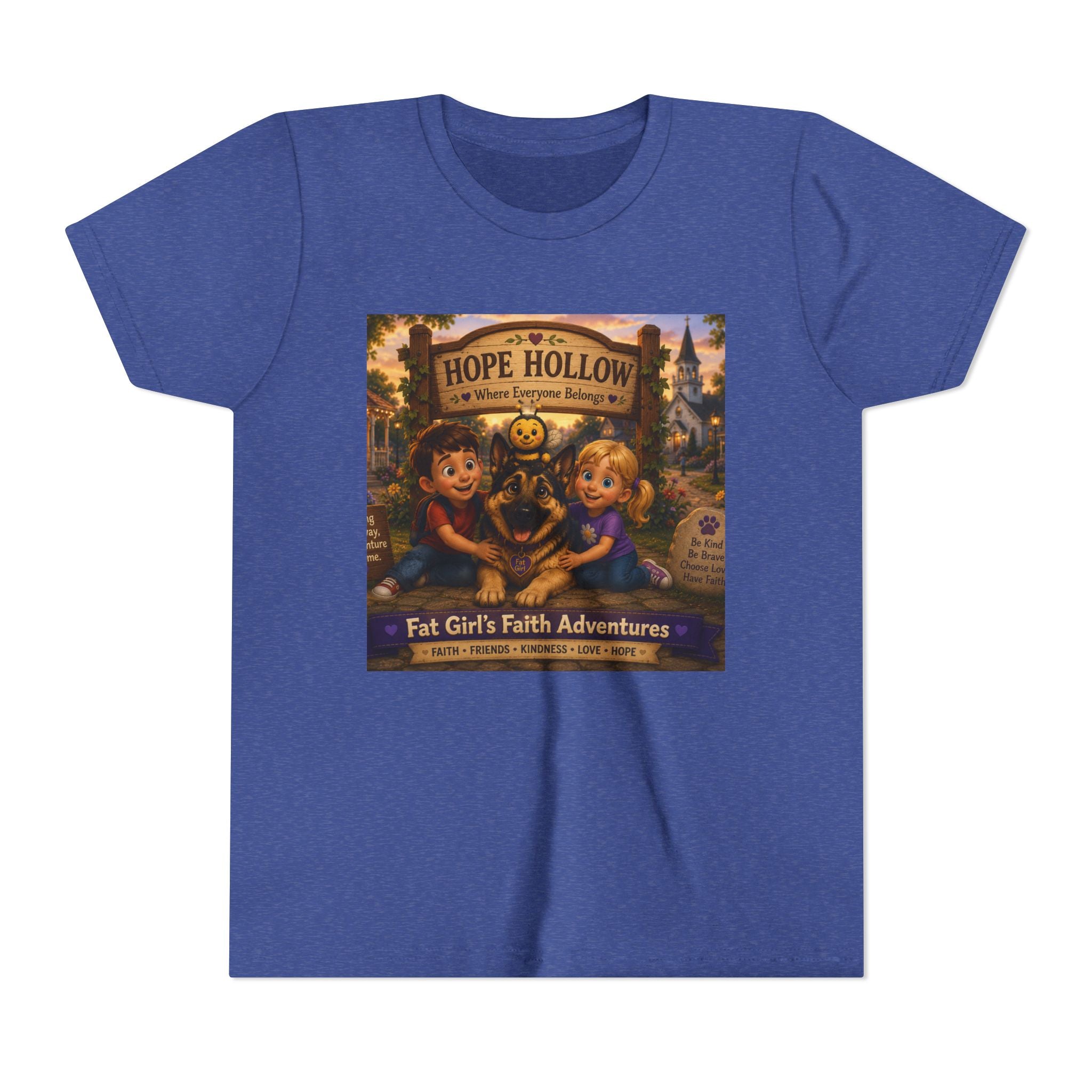 Youth Tee — Hope Hollow 'Fat Girl's Faith Adventures' Retro Kids Graphic Shirt