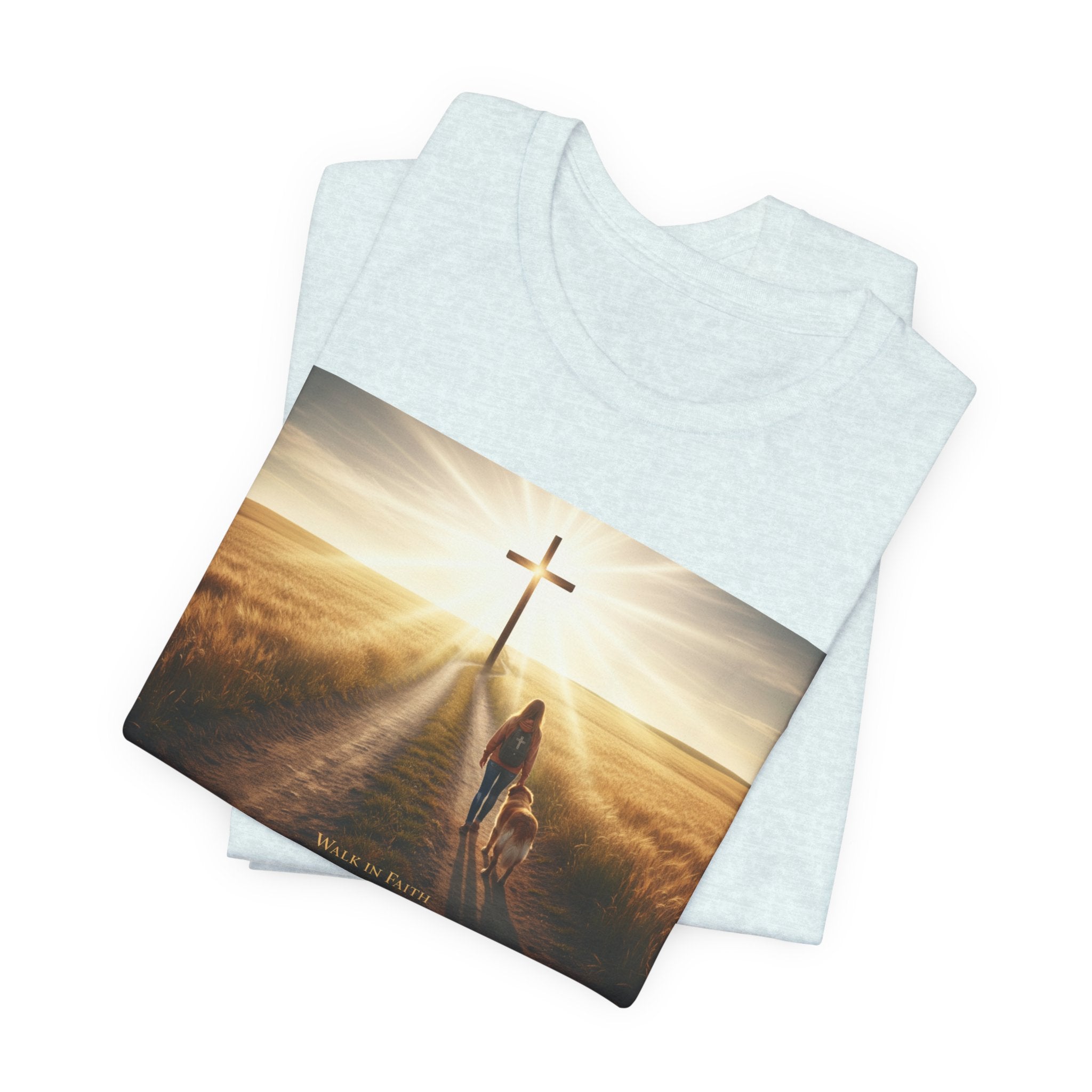 Christian Cross Sunrise Tee — Faith Journey T‑Shirt