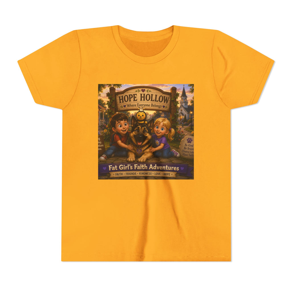 Youth Tee — Hope Hollow 'Fat Girl's Faith Adventures' Retro Kids Graphic Shirt