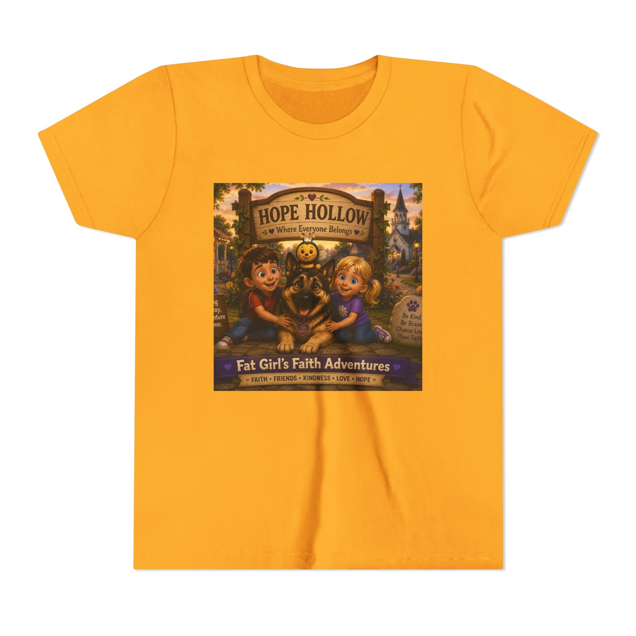 Youth Tee — Hope Hollow 'Fat Girl's Faith Adventures' Retro Kids Graphic Shirt