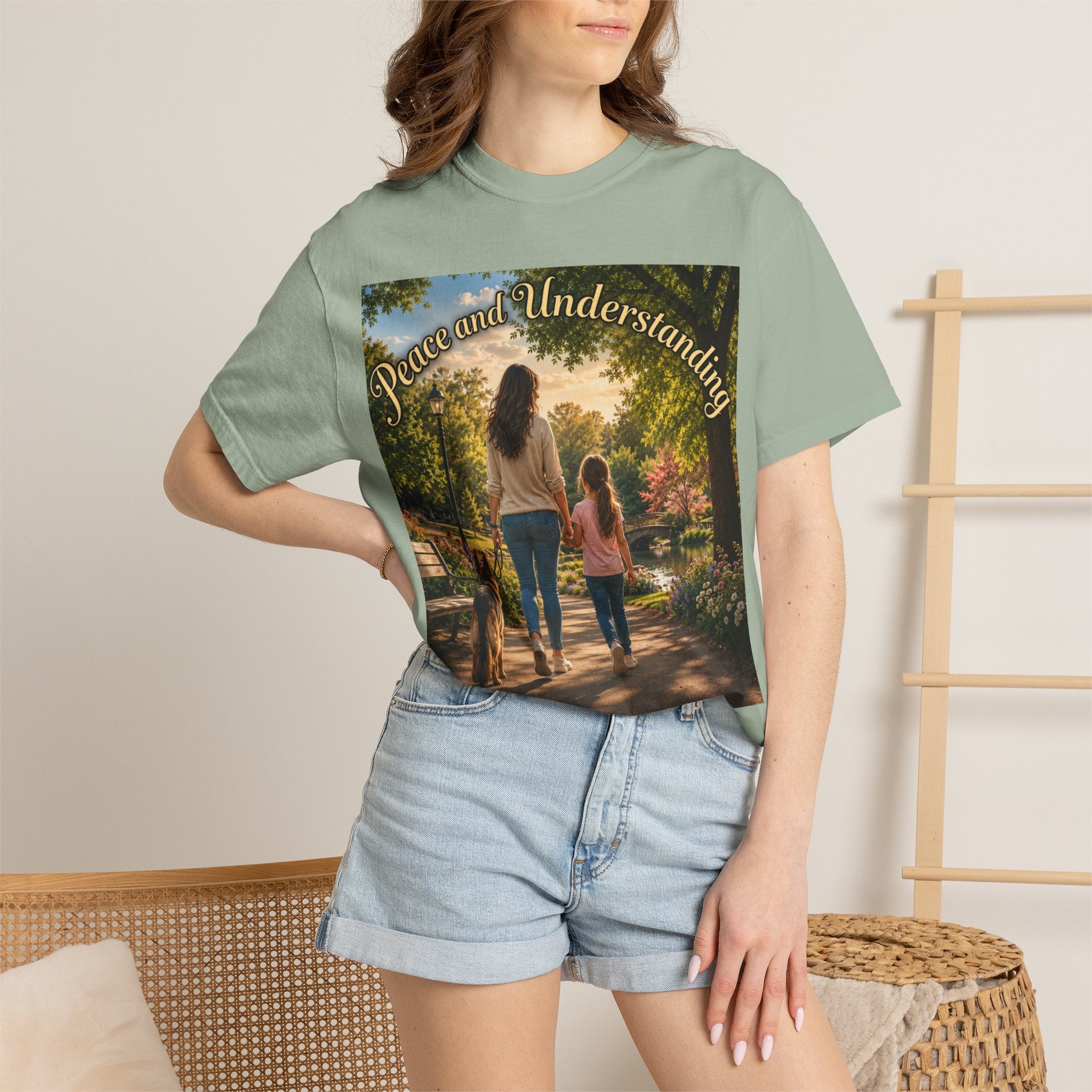 Peace and Understanding T-Shirt — Mom & Daughter Stroll Graphic Tee