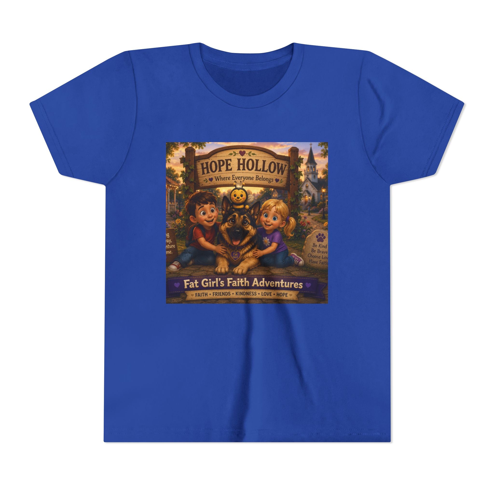 Youth Tee — Hope Hollow 'Fat Girl's Faith Adventures' Retro Kids Graphic Shirt