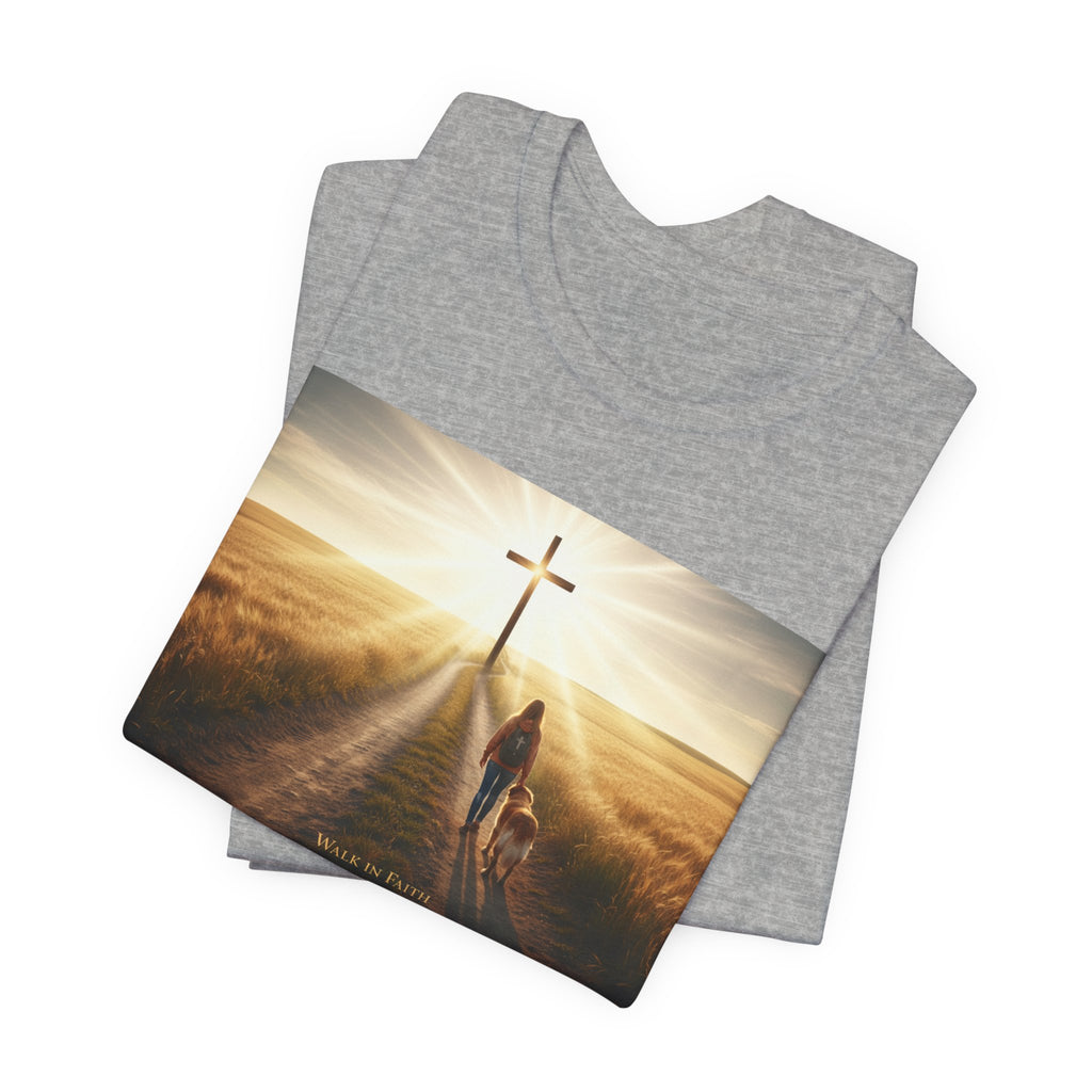 Christian Cross Sunrise Tee — Faith Journey T‑Shirt