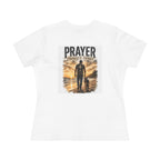 Prayer Changes Things Women’s Tee — Inspirational Christian Faith Shirt (Father & Child Sunset Design)