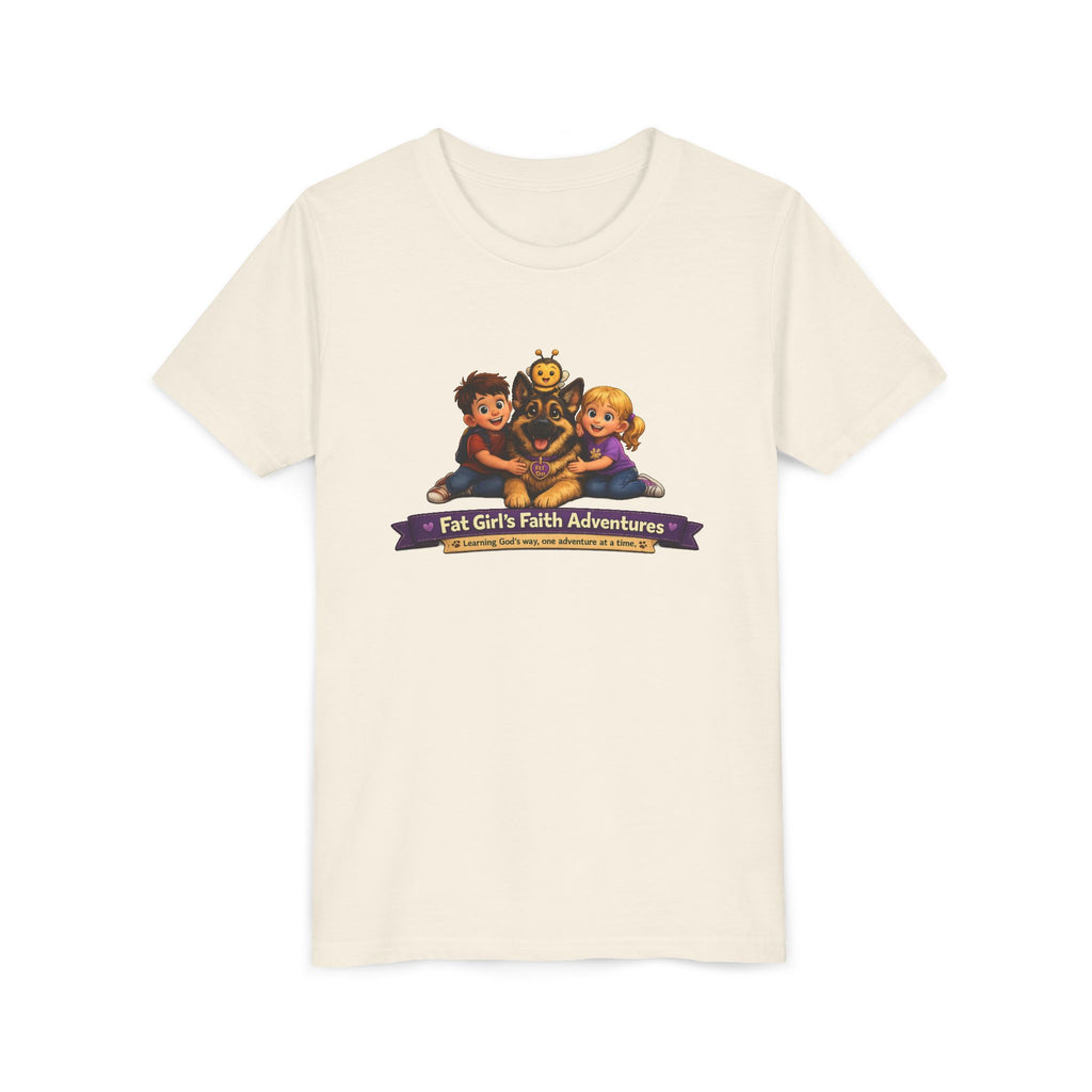 Youth Tee – “Fat Girl’s Faith Adventures” Kids Christian Adventure T‑Shirt