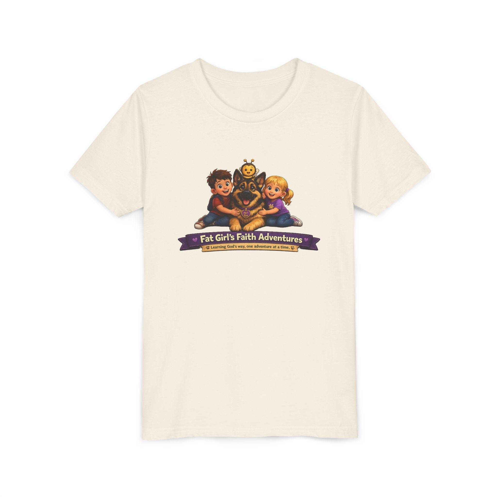 Youth Tee – “Fat Girl’s Faith Adventures” Kids Christian Adventure T‑Shirt