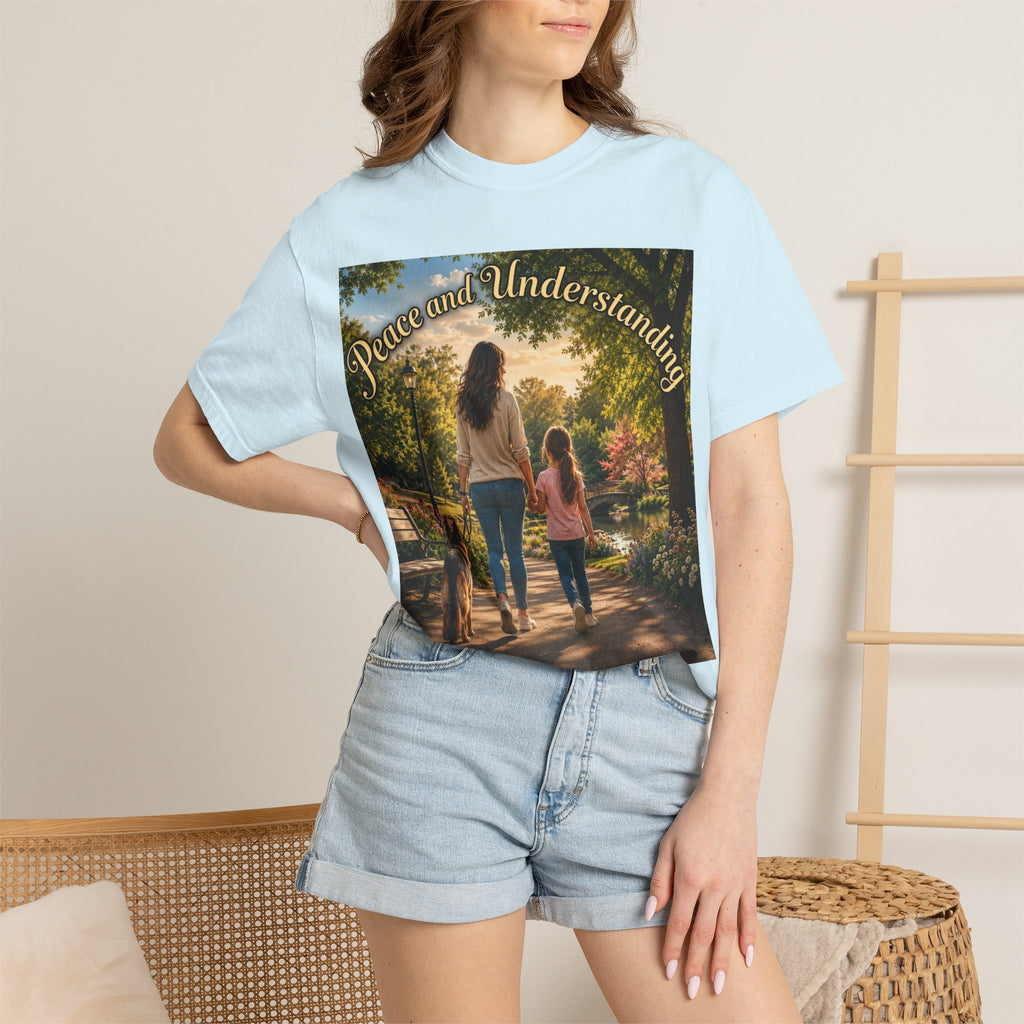 Peace and Understanding T-Shirt — Mom & Daughter Stroll Graphic Tee