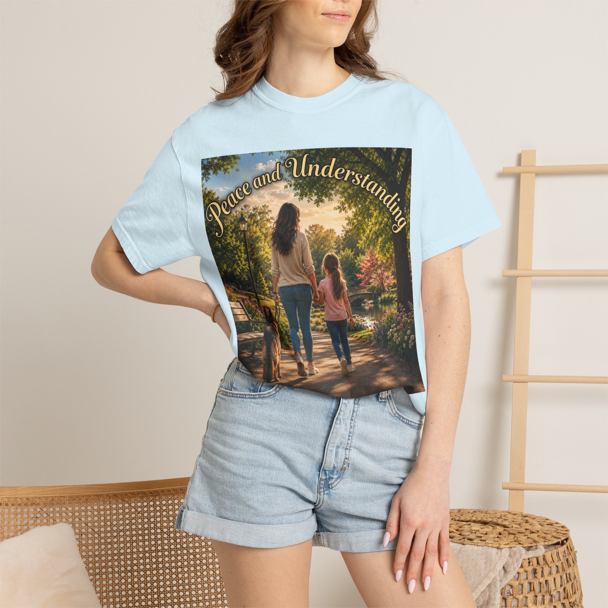 Peace and Understanding T-Shirt — Mom & Daughter Stroll Graphic Tee