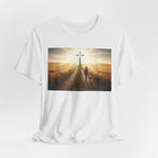 Christian Cross Sunrise Tee — Faith Journey T‑Shirt