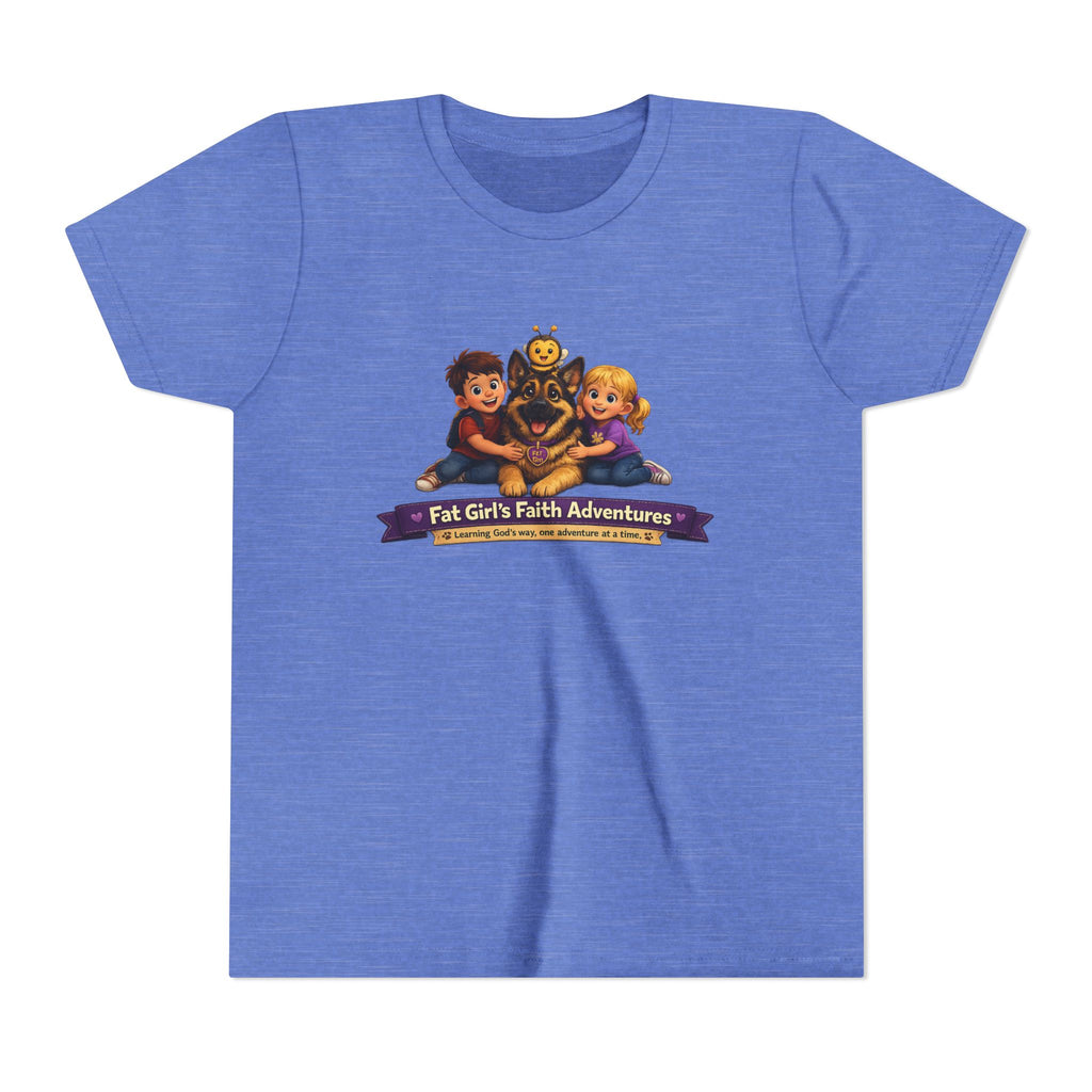 Youth Tee – “Fat Girl’s Faith Adventures” Kids Christian Adventure T‑Shirt