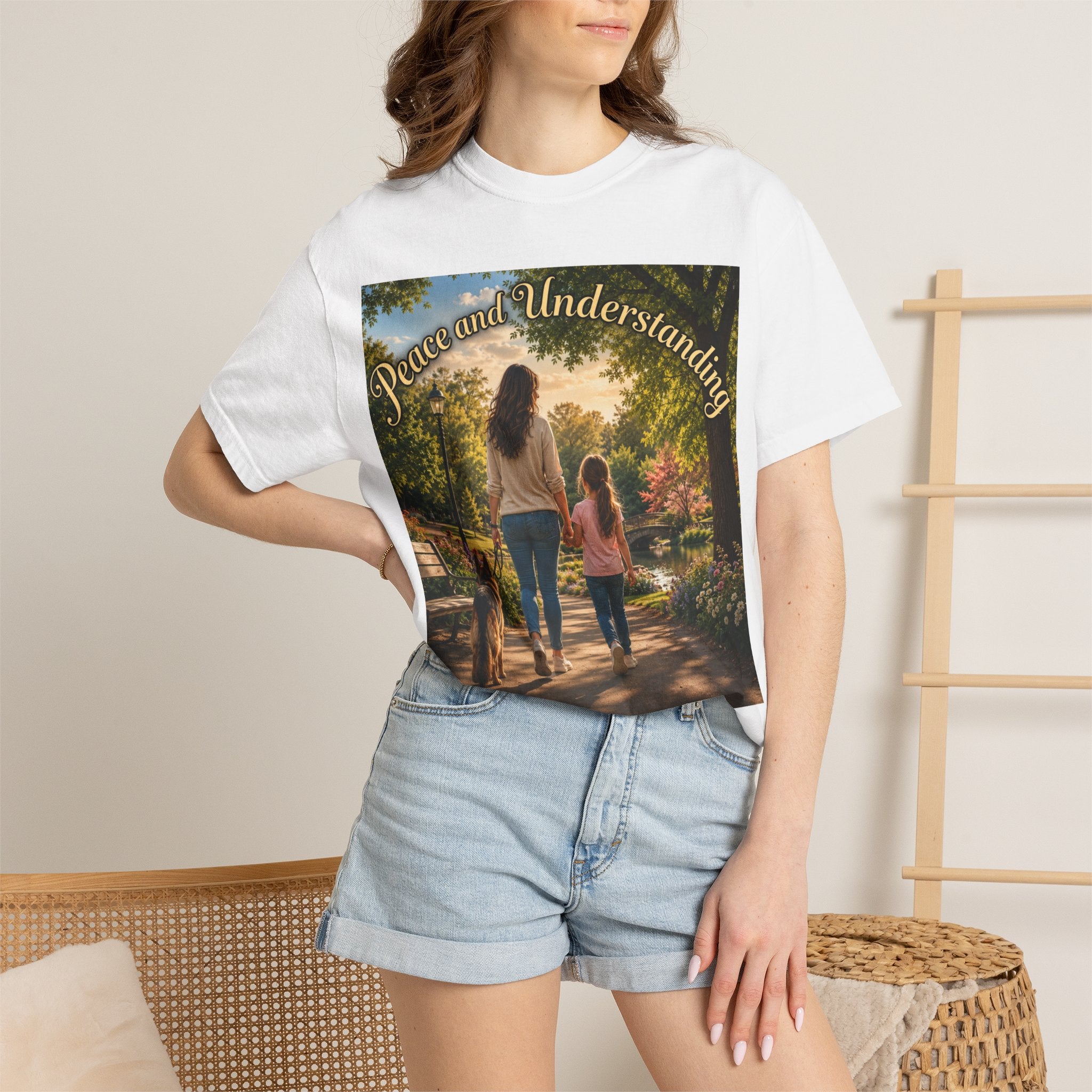 Peace and Understanding T-Shirt — Mom & Daughter Stroll Graphic Tee