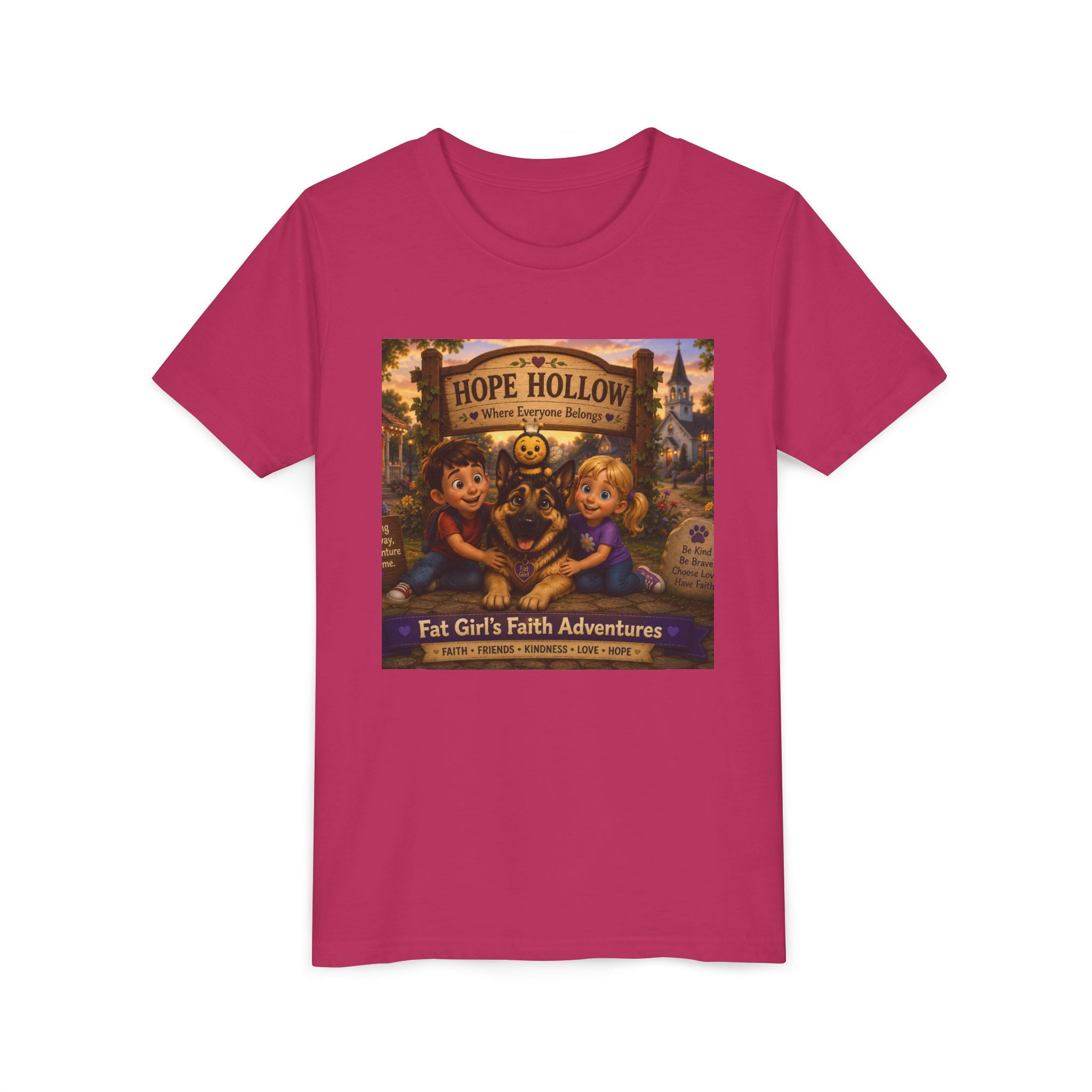 Youth Tee — Hope Hollow 'Fat Girl's Faith Adventures' Retro Kids Graphic Shirt