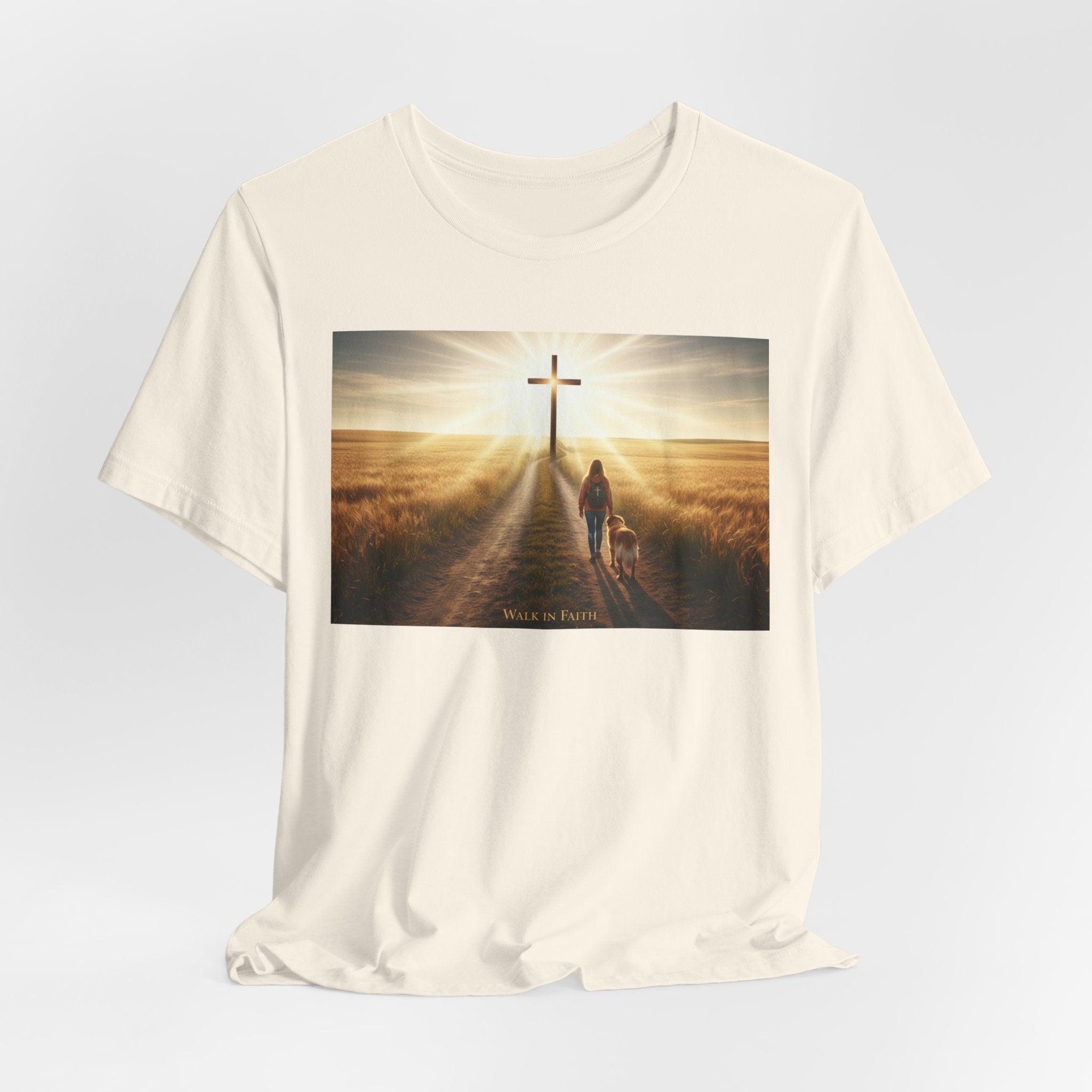 Christian Cross Sunrise Tee — Faith Journey T‑Shirt