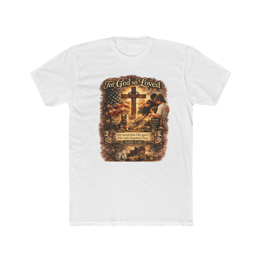 Christian Cross T‑Shirt — "For God So Loved" Prayer Tee