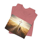 Christian Cross Sunrise Tee — Faith Journey T‑Shirt