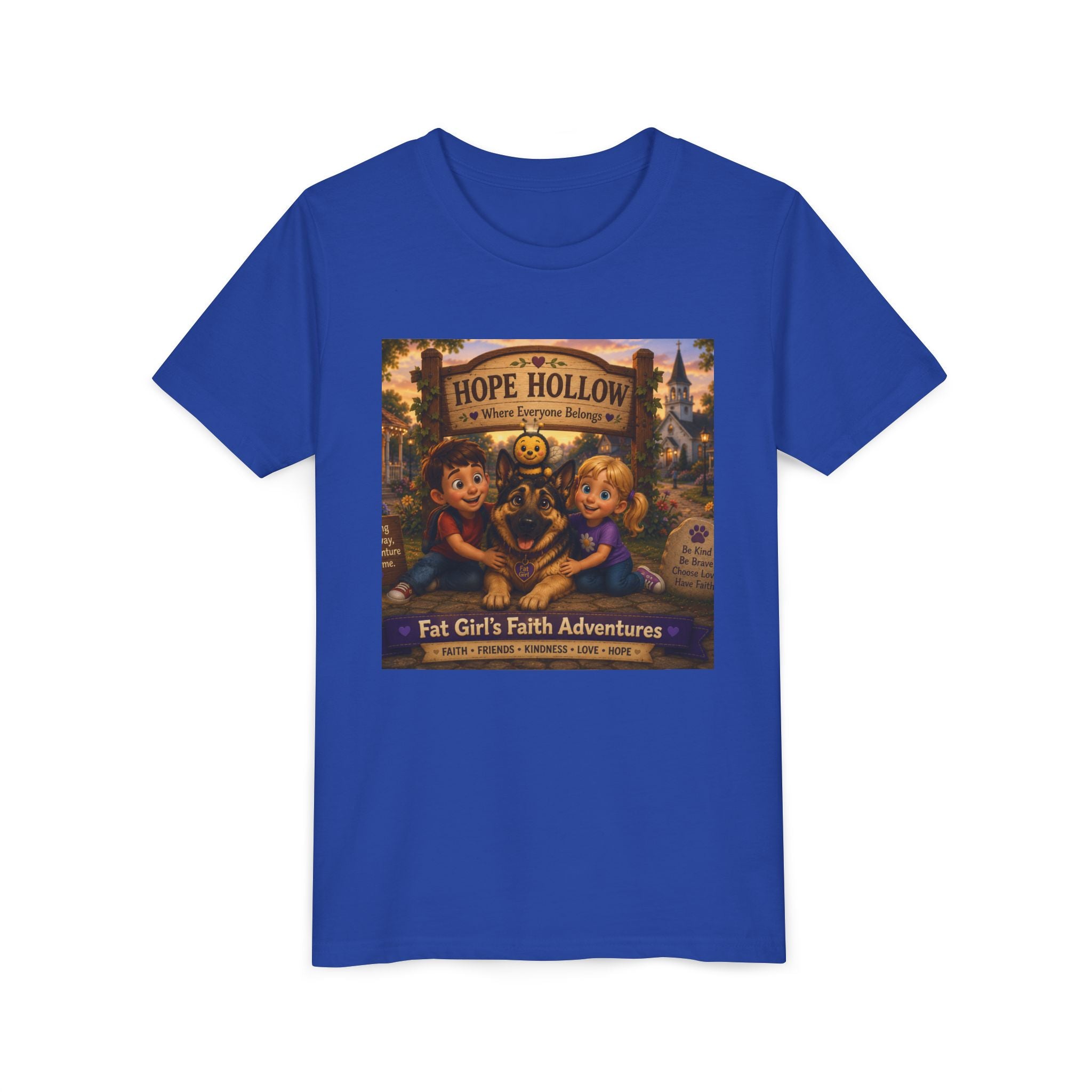 Youth Tee — Hope Hollow 'Fat Girl's Faith Adventures' Retro Kids Graphic Shirt