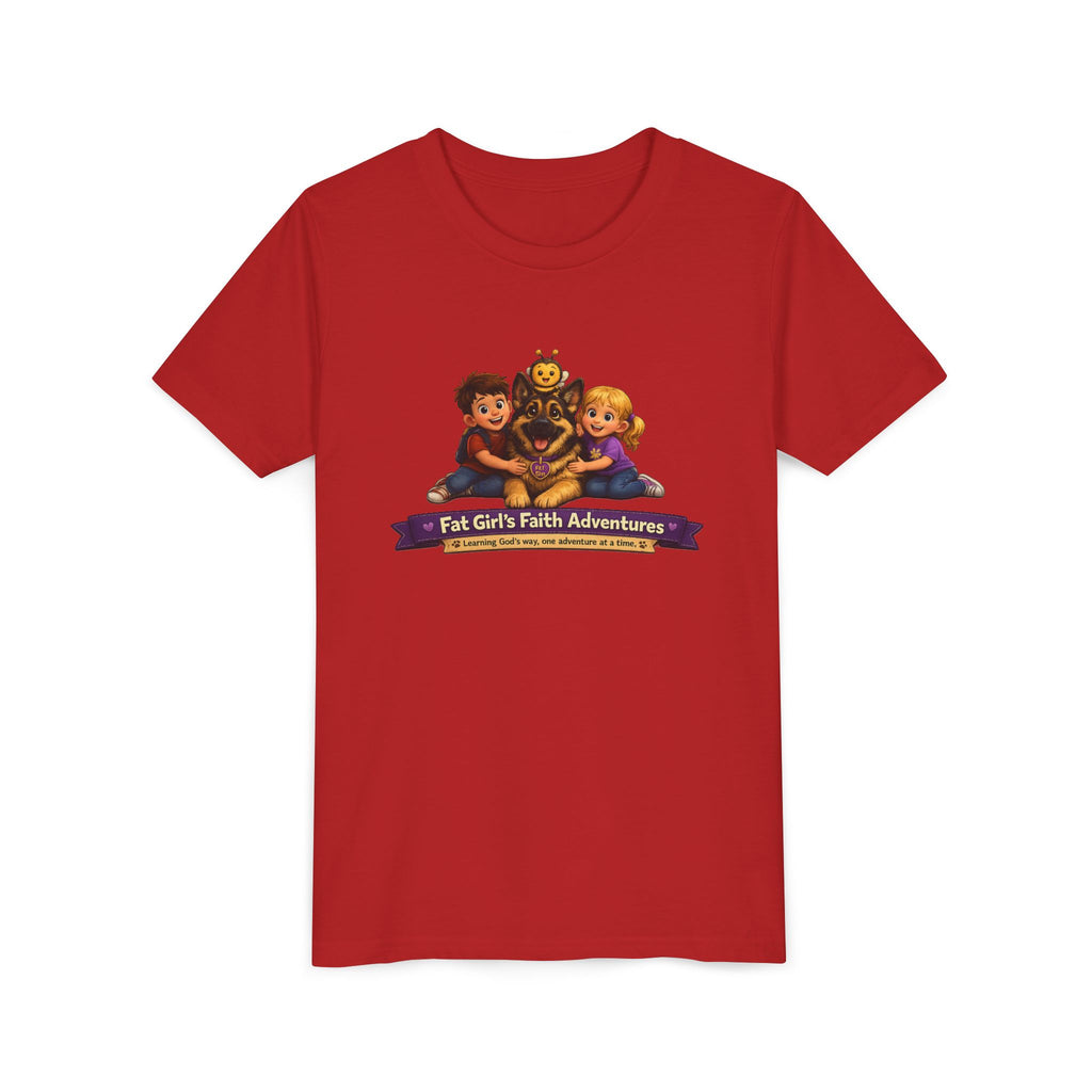 Youth Tee – “Fat Girl’s Faith Adventures” Kids Christian Adventure T‑Shirt