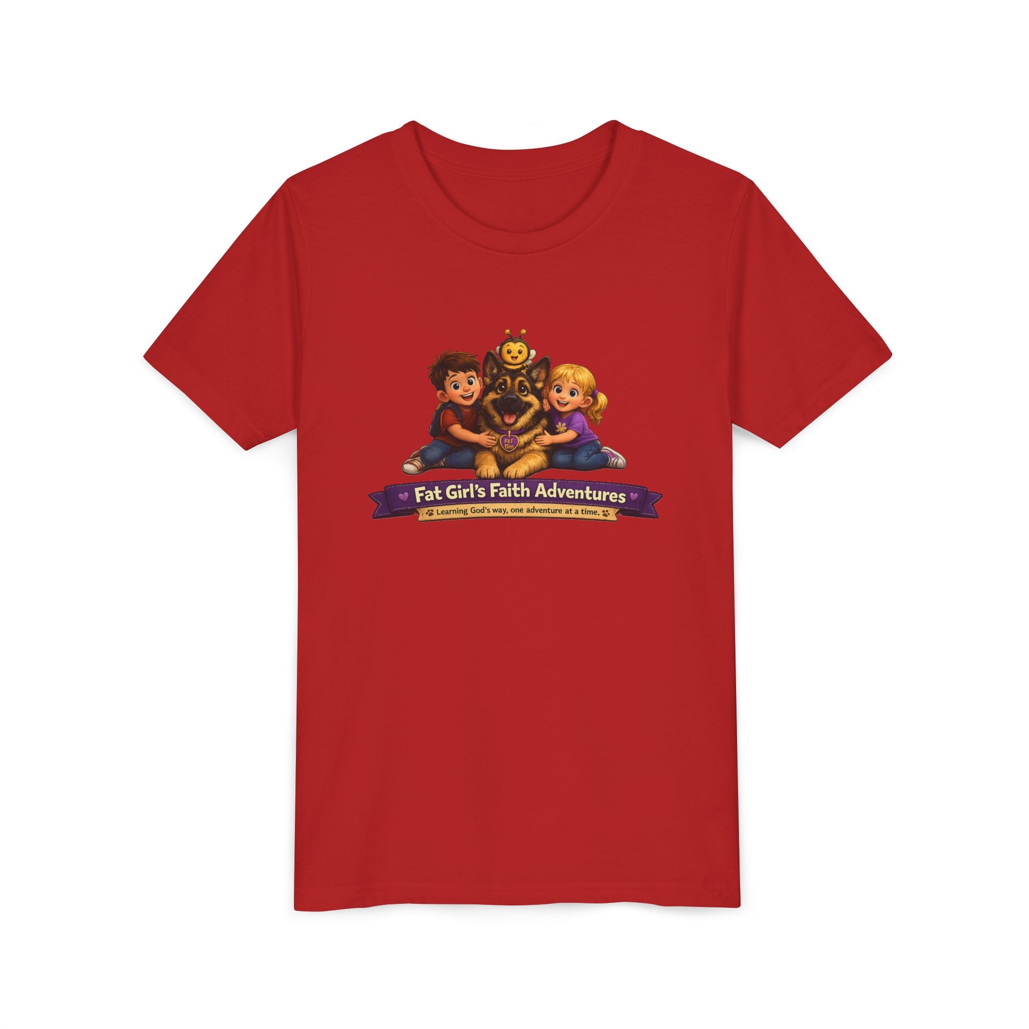 Youth Tee – “Fat Girl’s Faith Adventures” Kids Christian Adventure T‑Shirt