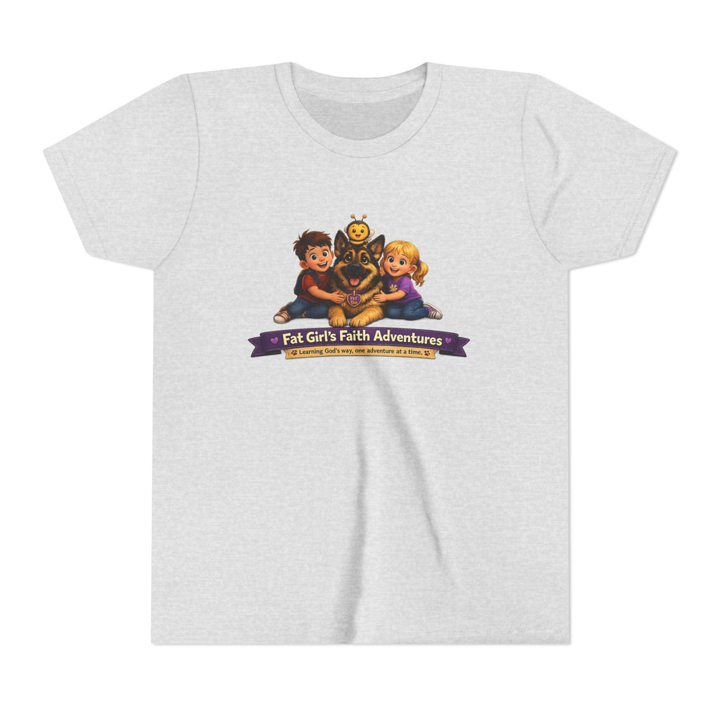 Youth Tee – “Fat Girl’s Faith Adventures” Kids Christian Adventure T‑Shirt
