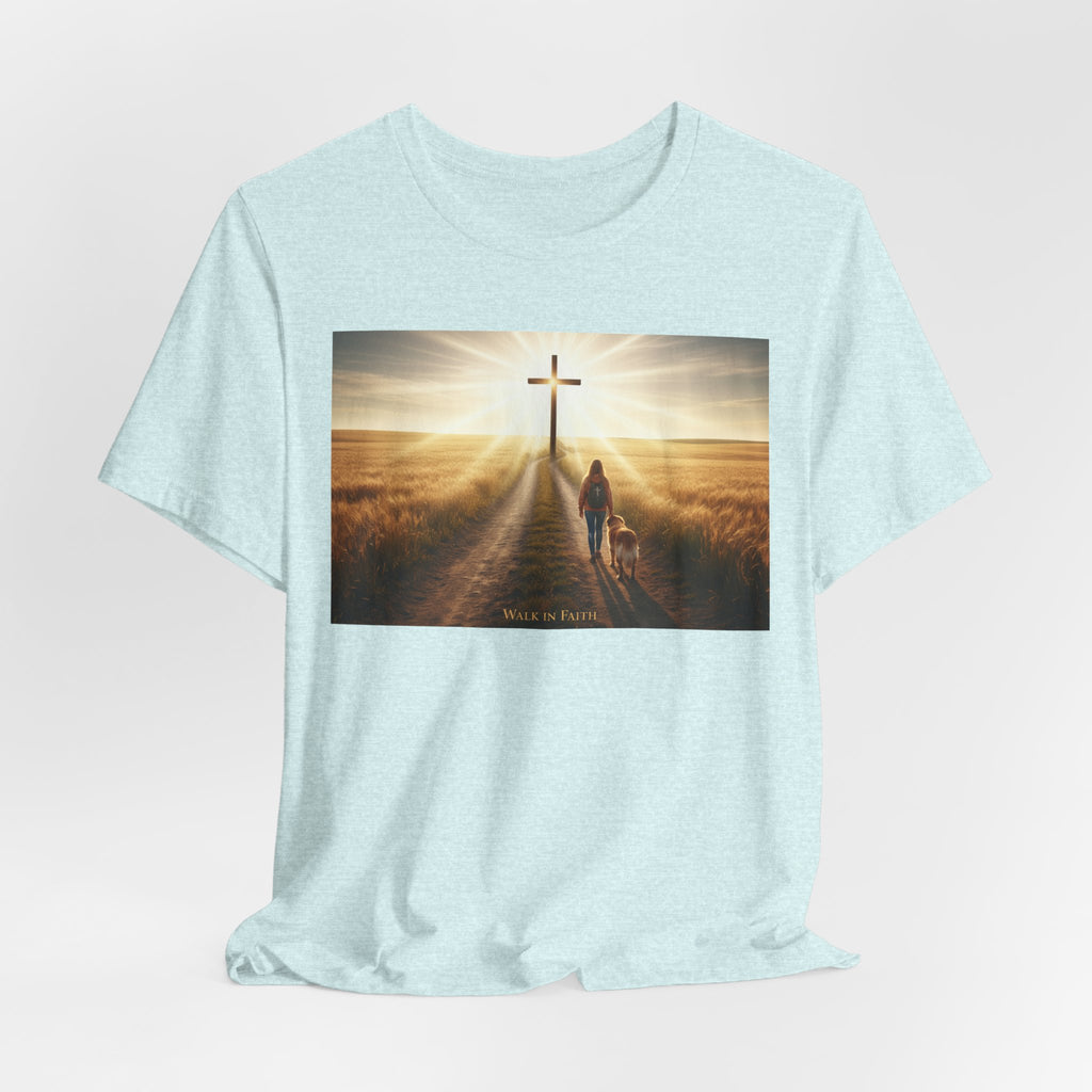 Christian Cross Sunrise Tee — Faith Journey T‑Shirt
