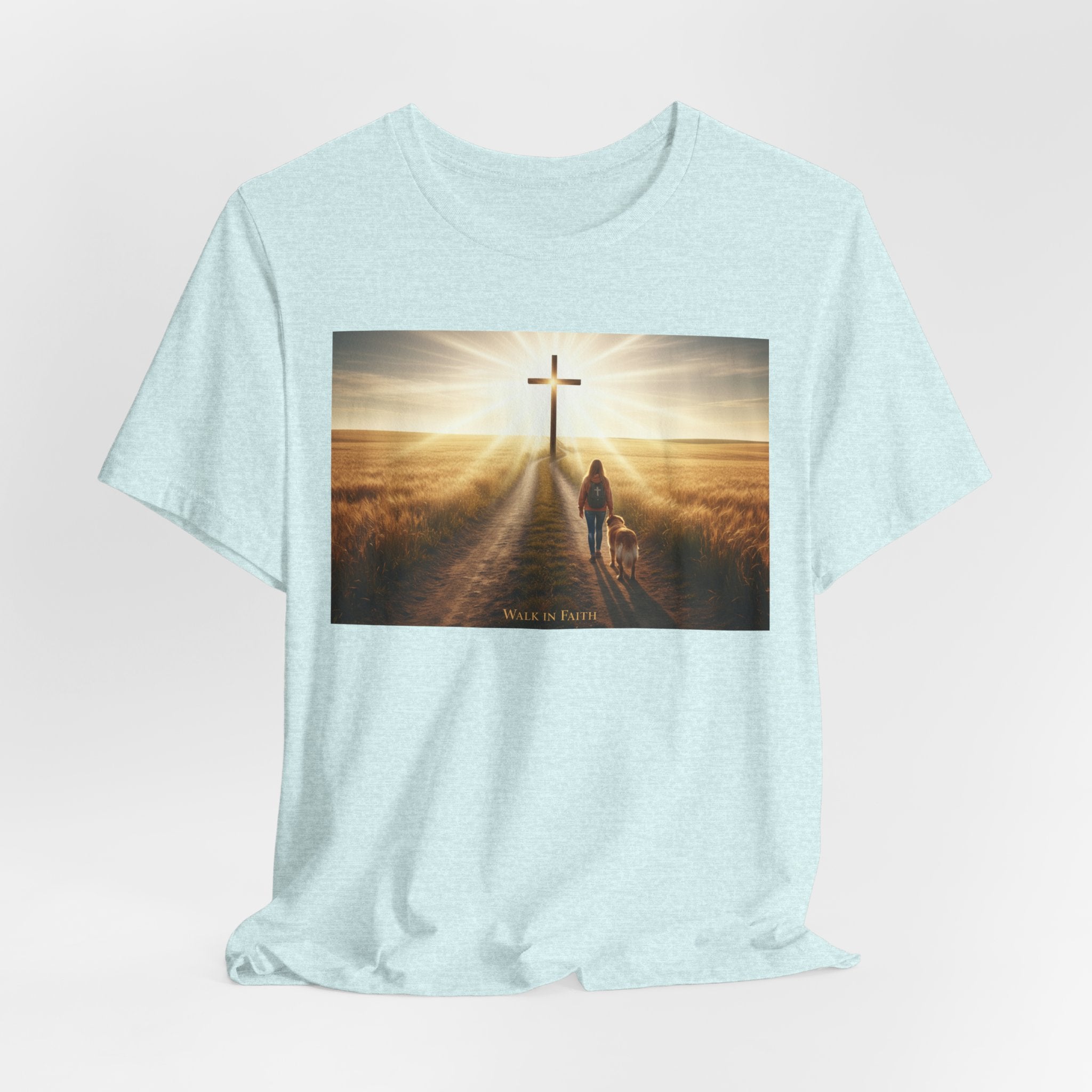 Christian Cross Sunrise Tee — Faith Journey T‑Shirt