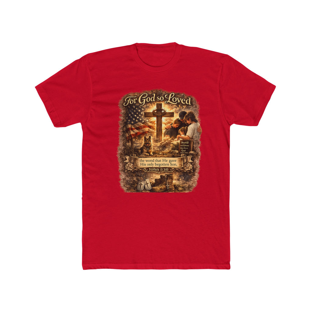 Christian Cross T‑Shirt — "For God So Loved" Prayer Tee
