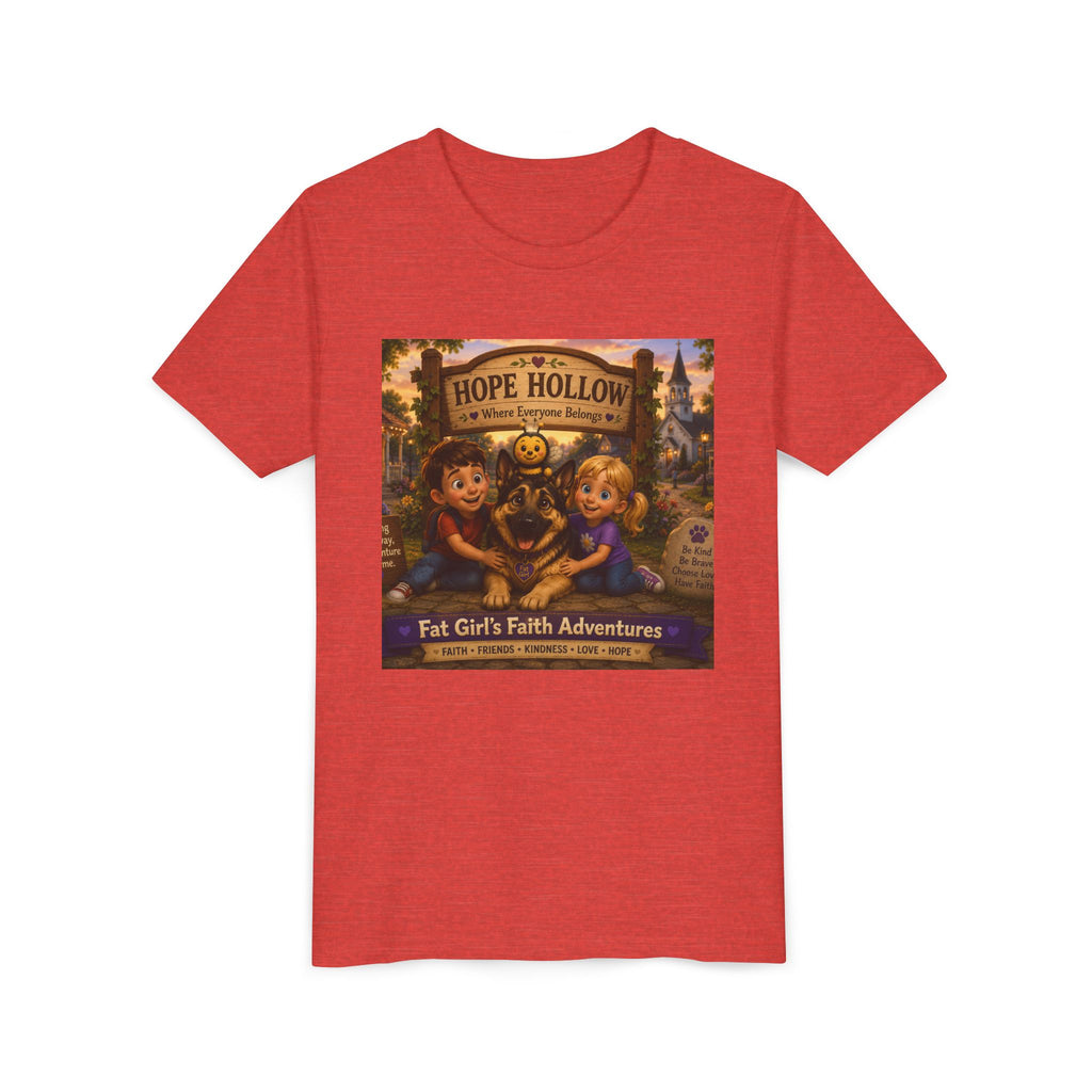 Youth Tee — Hope Hollow 'Fat Girl's Faith Adventures' Retro Kids Graphic Shirt
