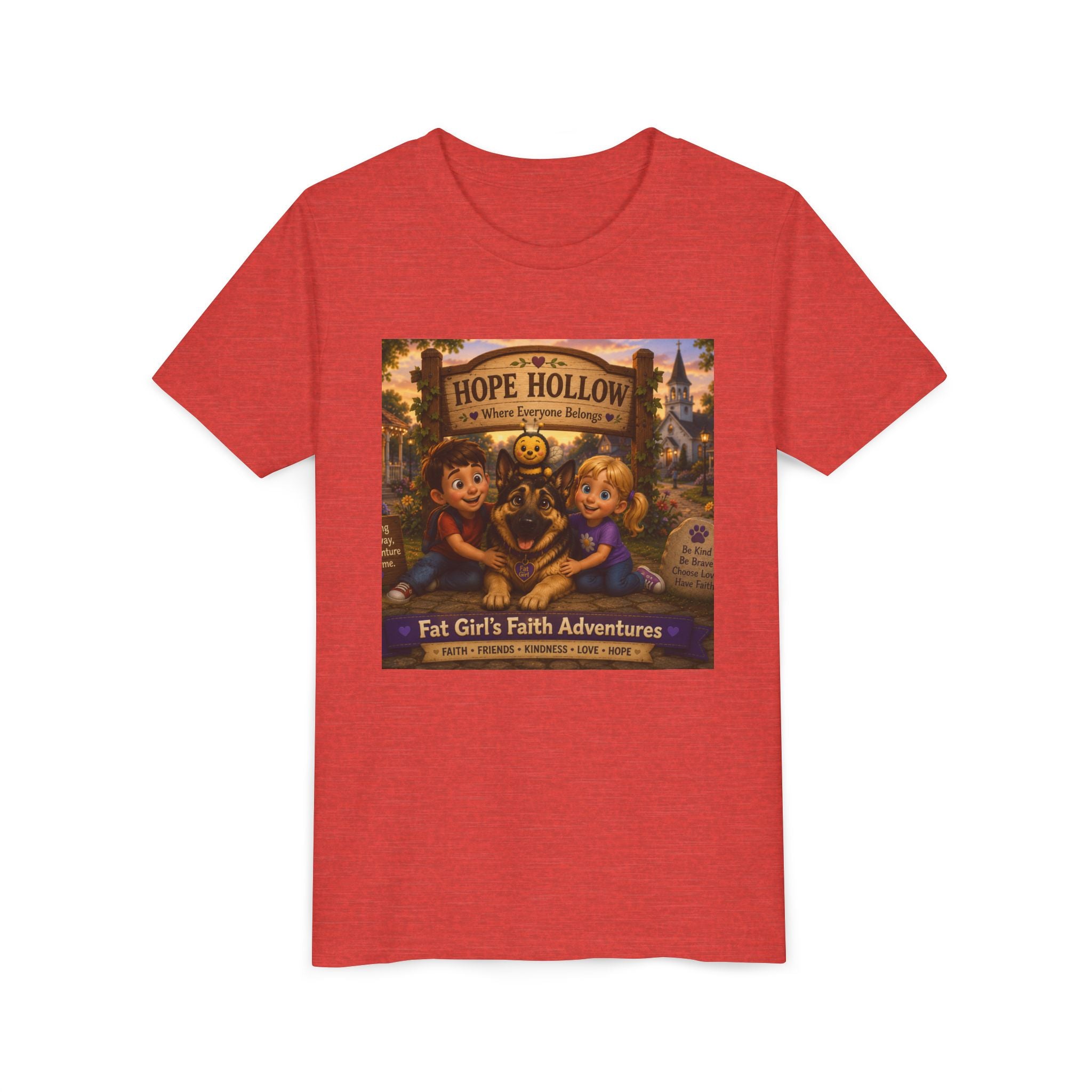 Youth Tee — Hope Hollow 'Fat Girl's Faith Adventures' Retro Kids Graphic Shirt