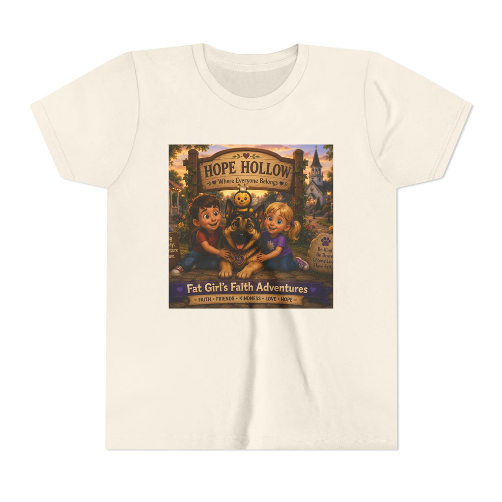 Youth Tee — Hope Hollow 'Fat Girl's Faith Adventures' Retro Kids Graphic Shirt