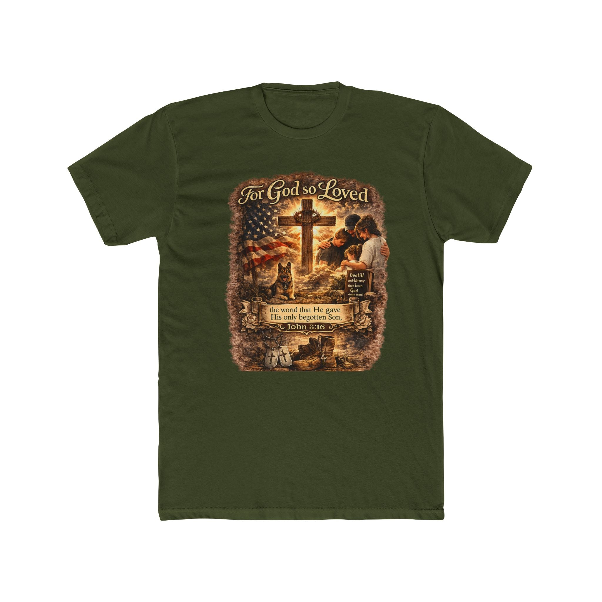Christian Cross T‑Shirt — "For God So Loved" Prayer Tee