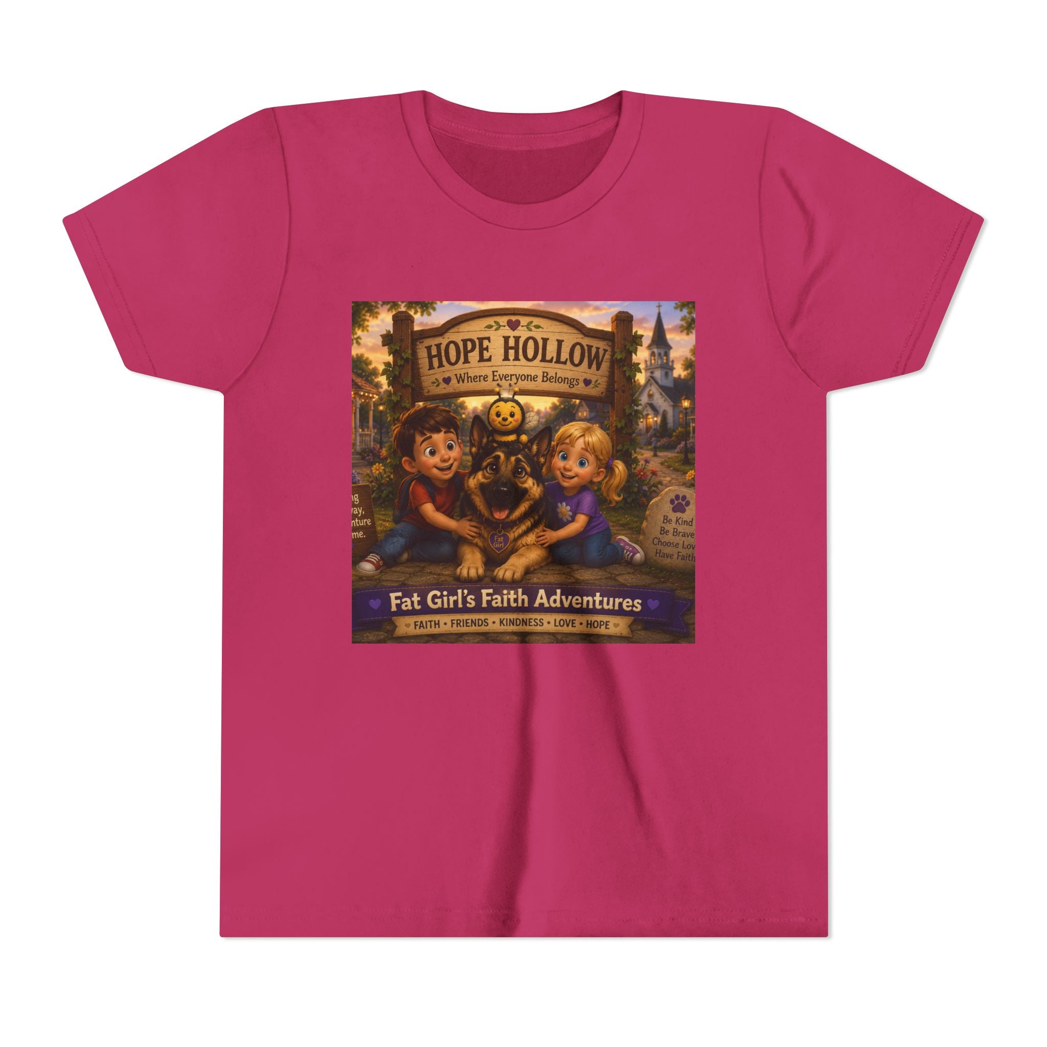 Youth Tee — Hope Hollow 'Fat Girl's Faith Adventures' Retro Kids Graphic Shirt