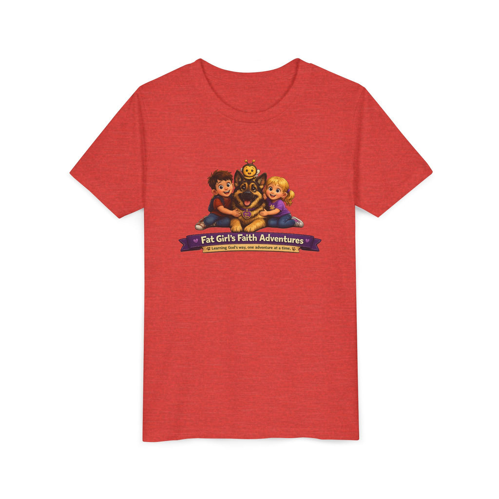 Youth Tee – “Fat Girl’s Faith Adventures” Kids Christian Adventure T‑Shirt