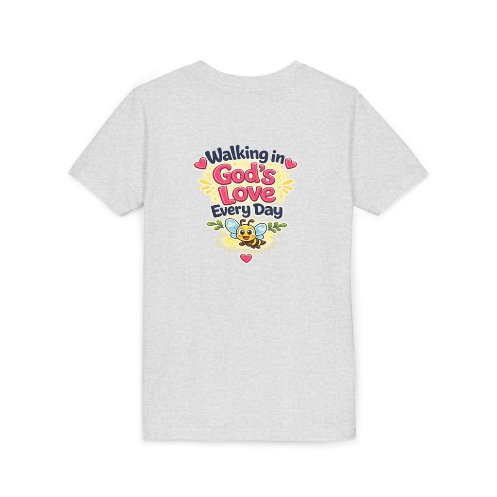 Youth Tee — "Hope Hollow" Christian Kids Shirt with Cute Puppy & "Walking in God's Love Every Day" Design