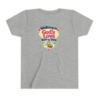 Youth Tee — "Hope Hollow" Christian Kids Shirt with Cute Puppy & "Walking in God's Love Every Day" Design
