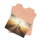 Christian Cross Sunrise Tee — Faith Journey T‑Shirt