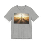Christian Cross Sunrise Tee — Faith Journey T‑Shirt