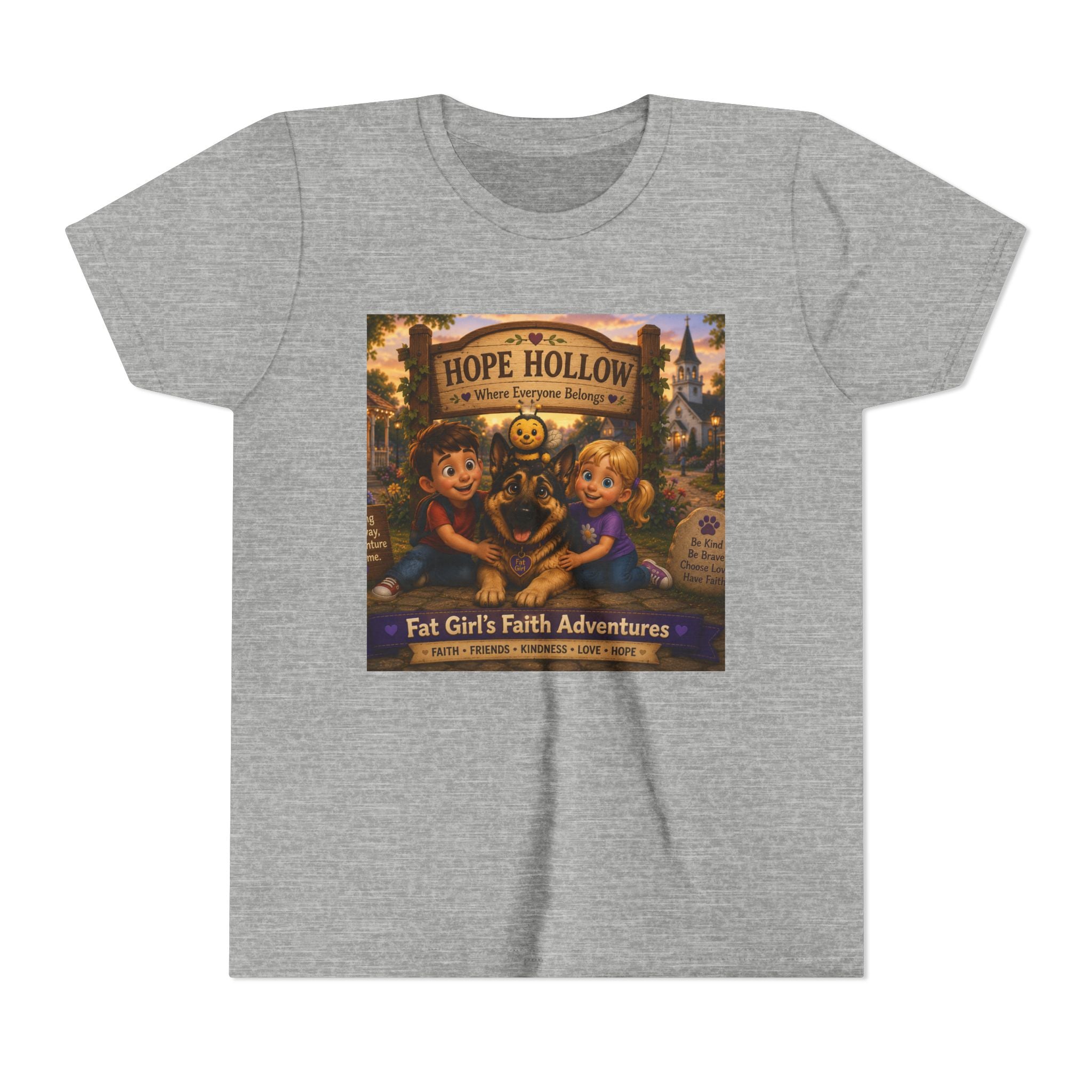 Youth Tee — Hope Hollow 'Fat Girl's Faith Adventures' Retro Kids Graphic Shirt