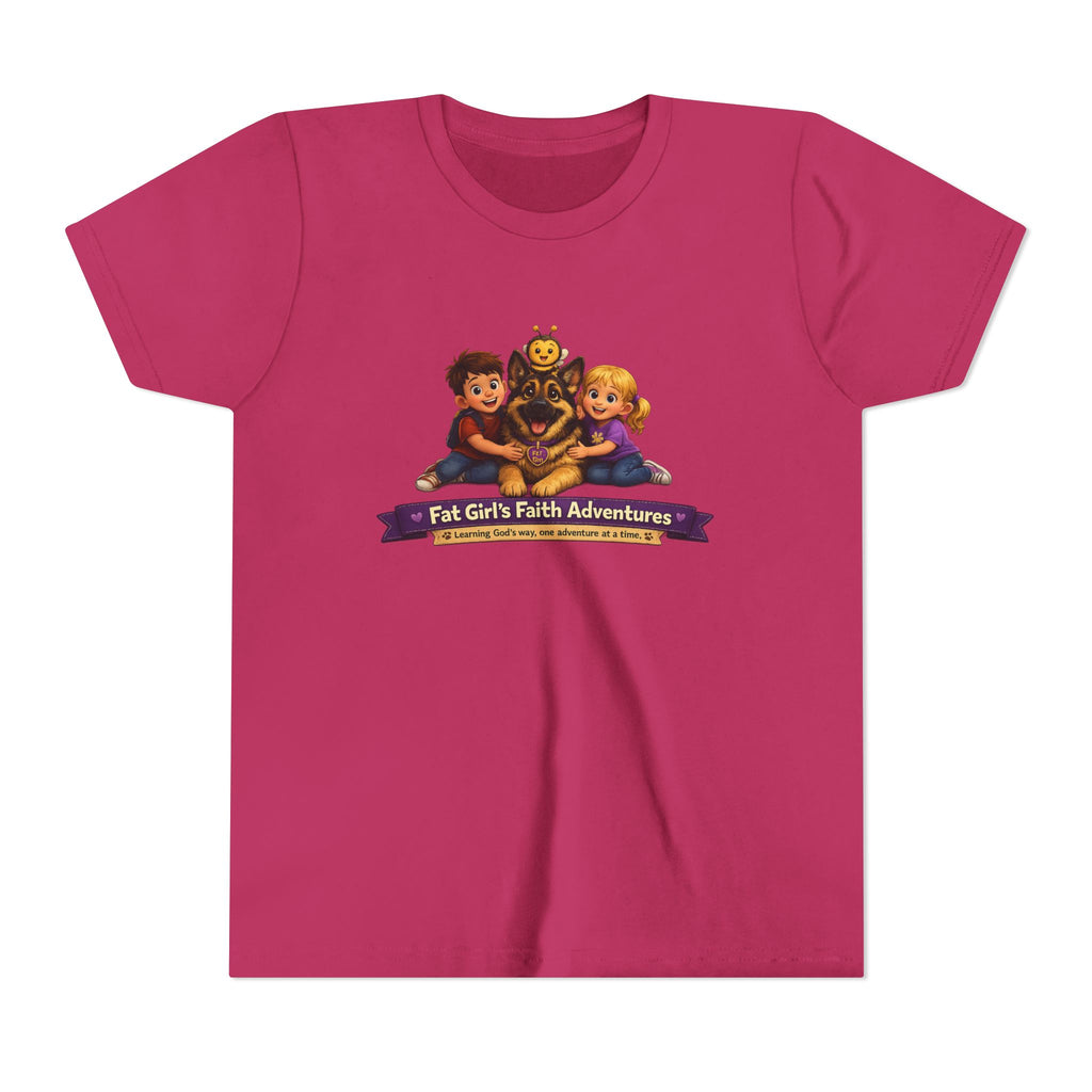 Youth Tee – “Fat Girl’s Faith Adventures” Kids Christian Adventure T‑Shirt