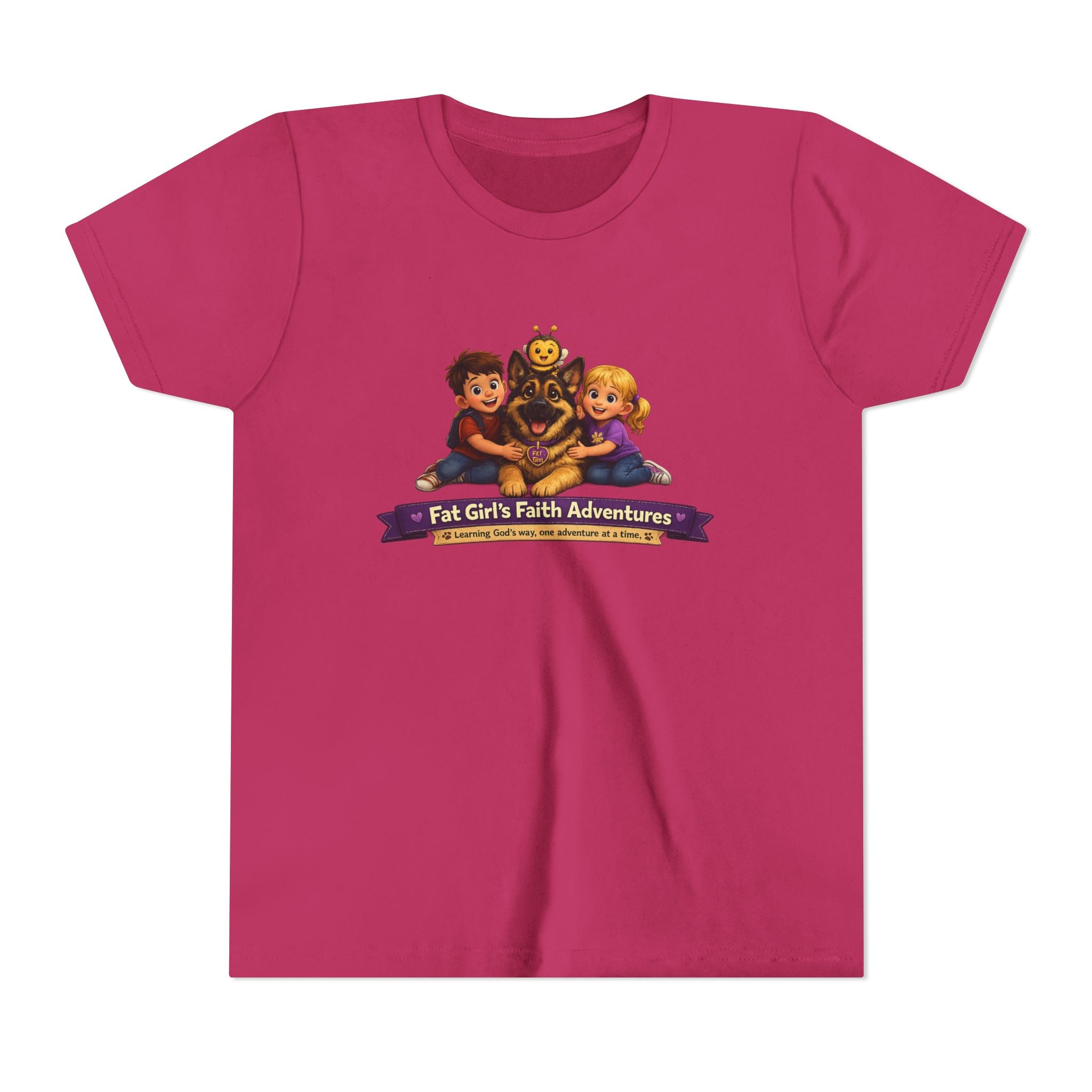 Youth Tee – “Fat Girl’s Faith Adventures” Kids Christian Adventure T‑Shirt