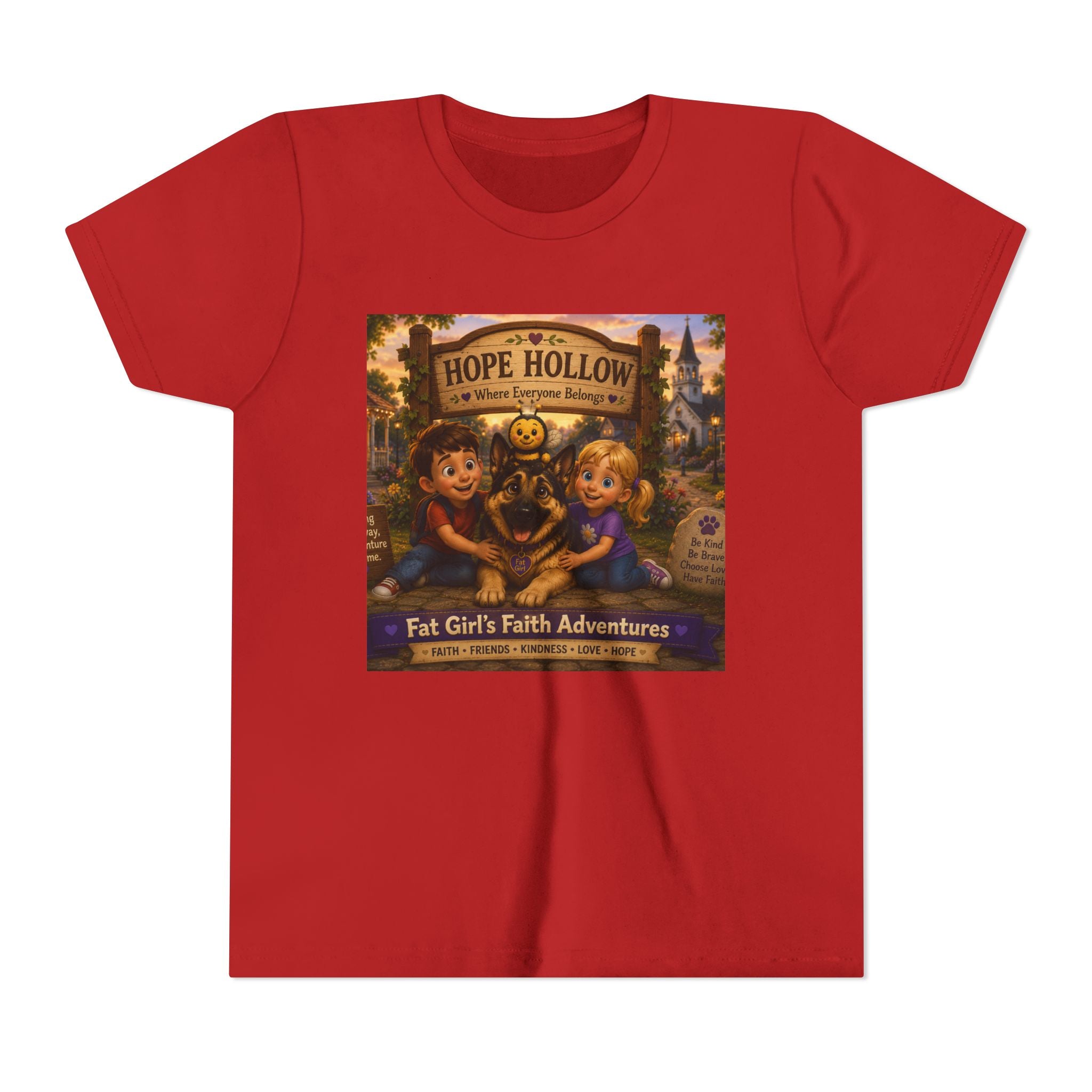 Youth Tee — Hope Hollow 'Fat Girl's Faith Adventures' Retro Kids Graphic Shirt