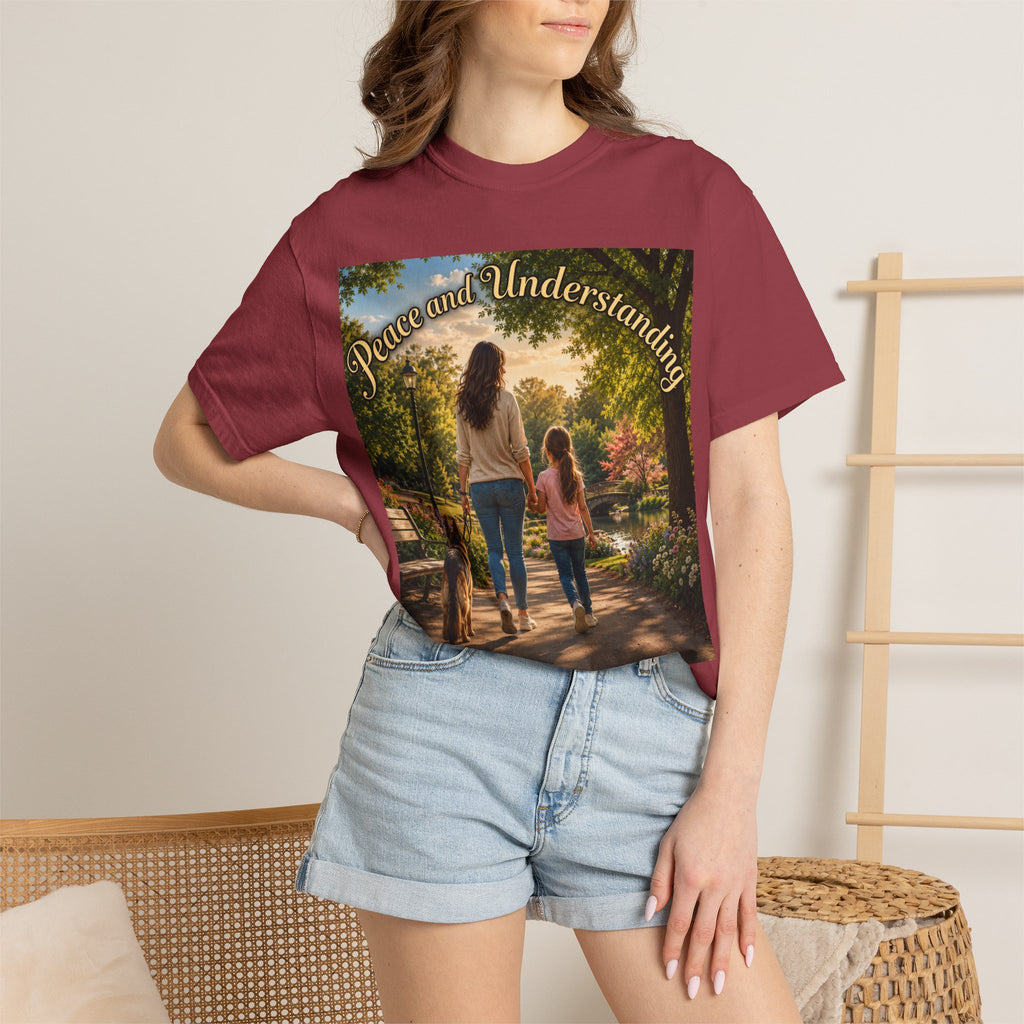 Peace and Understanding T-Shirt — Mom & Daughter Stroll Graphic Tee