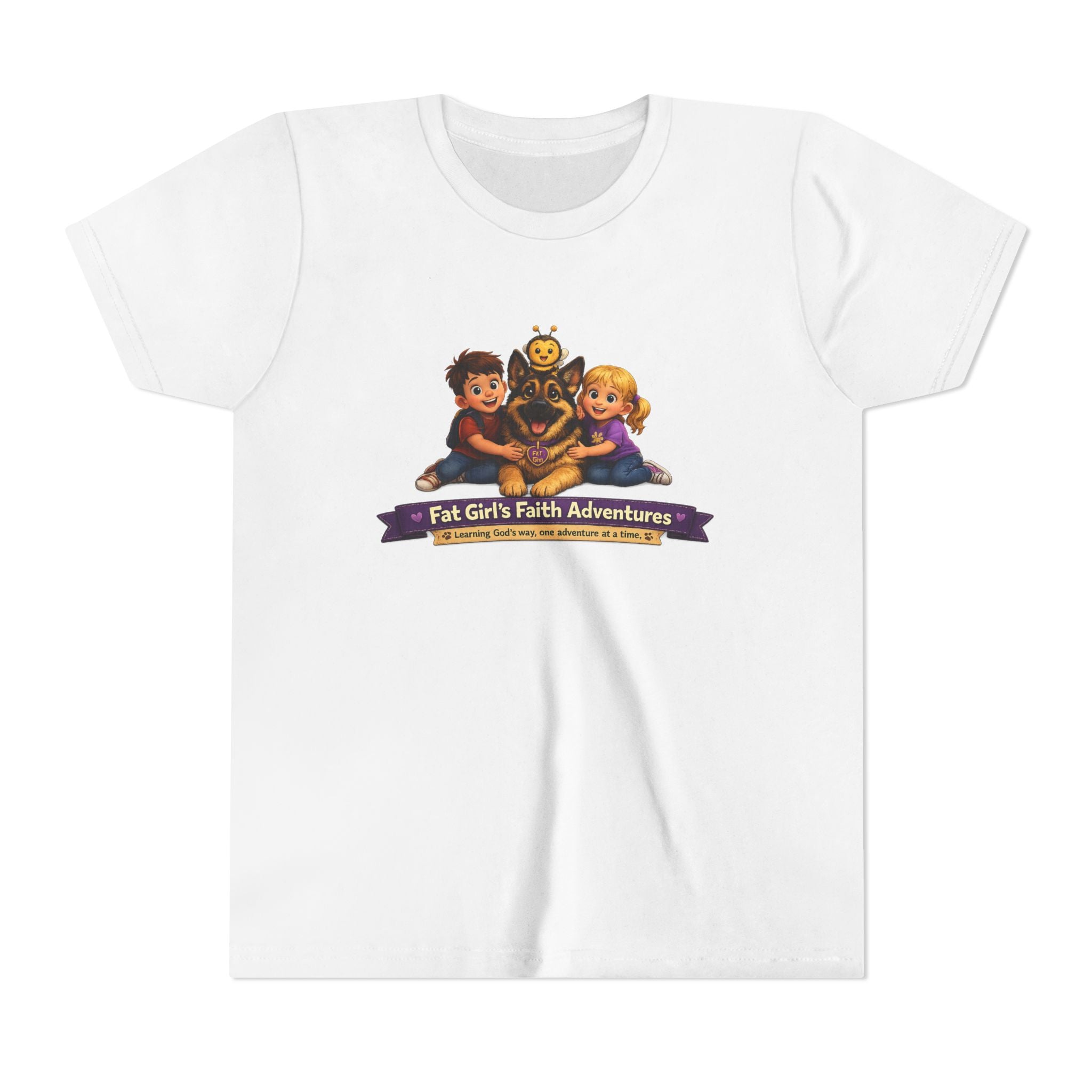 Youth Tee – “Fat Girl’s Faith Adventures” Kids Christian Adventure T‑Shirt