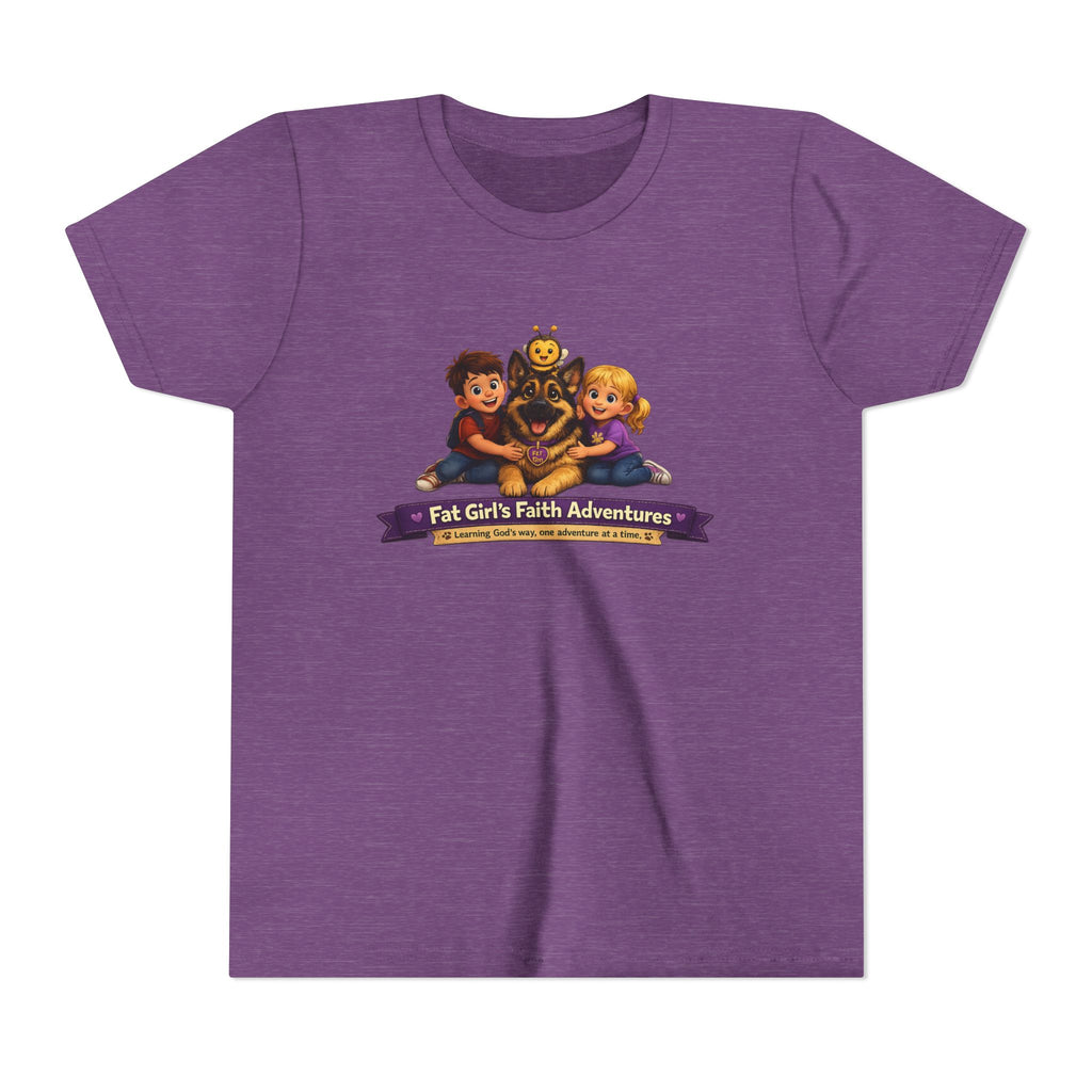 Youth Tee – “Fat Girl’s Faith Adventures” Kids Christian Adventure T‑Shirt