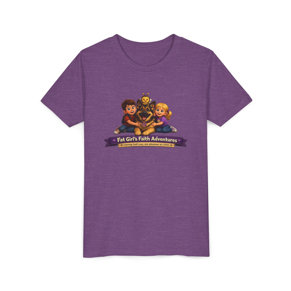 Youth Tee – “Fat Girl’s Faith Adventures” Kids Christian Adventure T‑Shirt