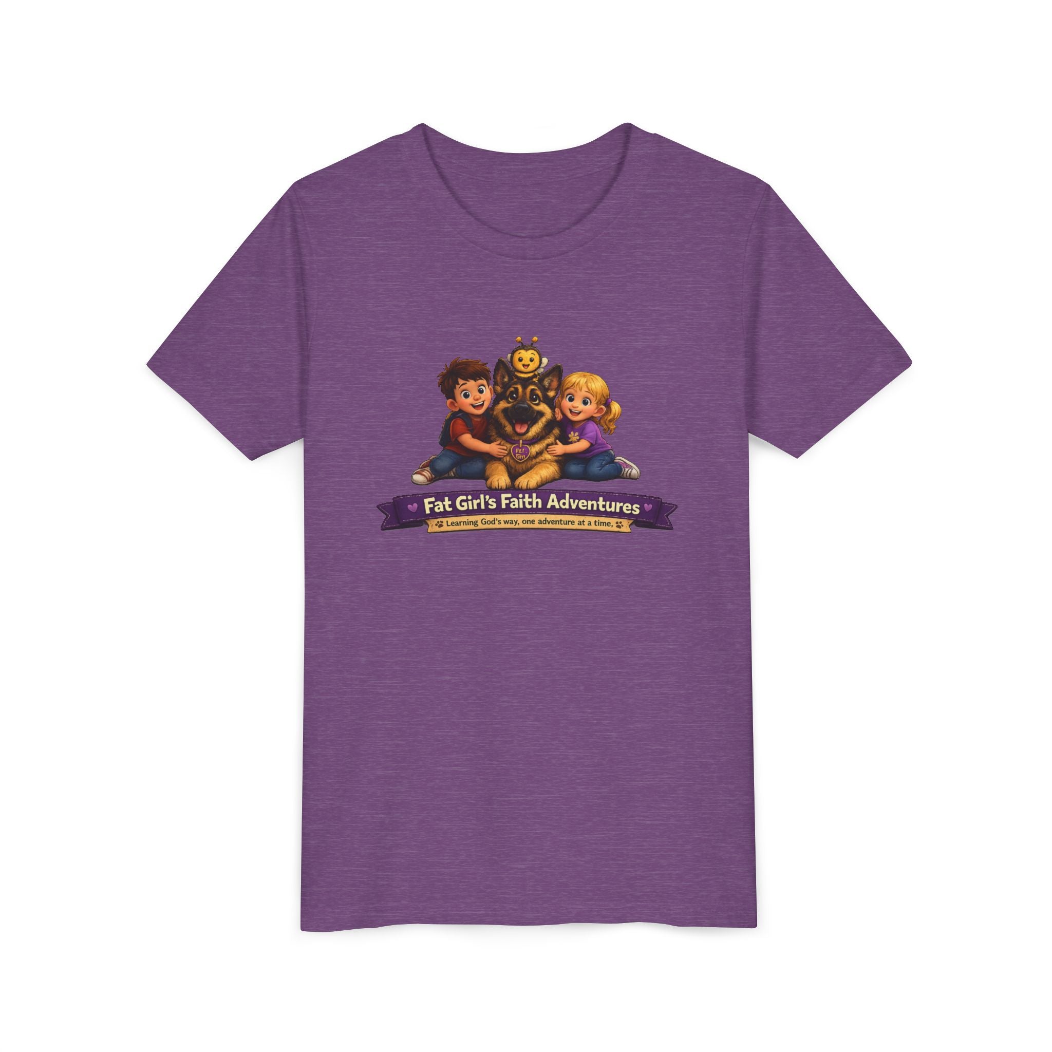 Youth Tee – “Fat Girl’s Faith Adventures” Kids Christian Adventure T‑Shirt