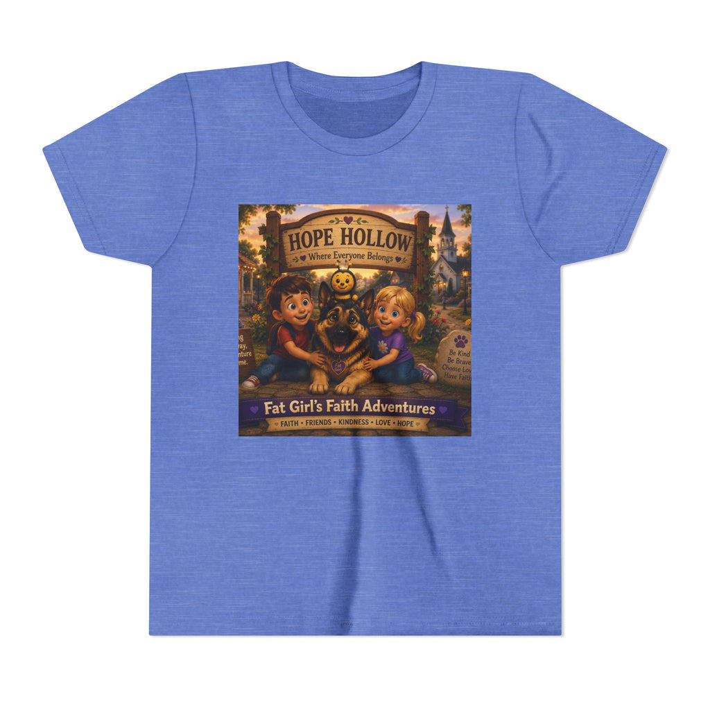 Youth Tee — Hope Hollow 'Fat Girl's Faith Adventures' Retro Kids Graphic Shirt