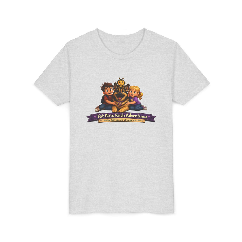 Youth Tee – “Fat Girl’s Faith Adventures” Kids Christian Adventure T‑Shirt