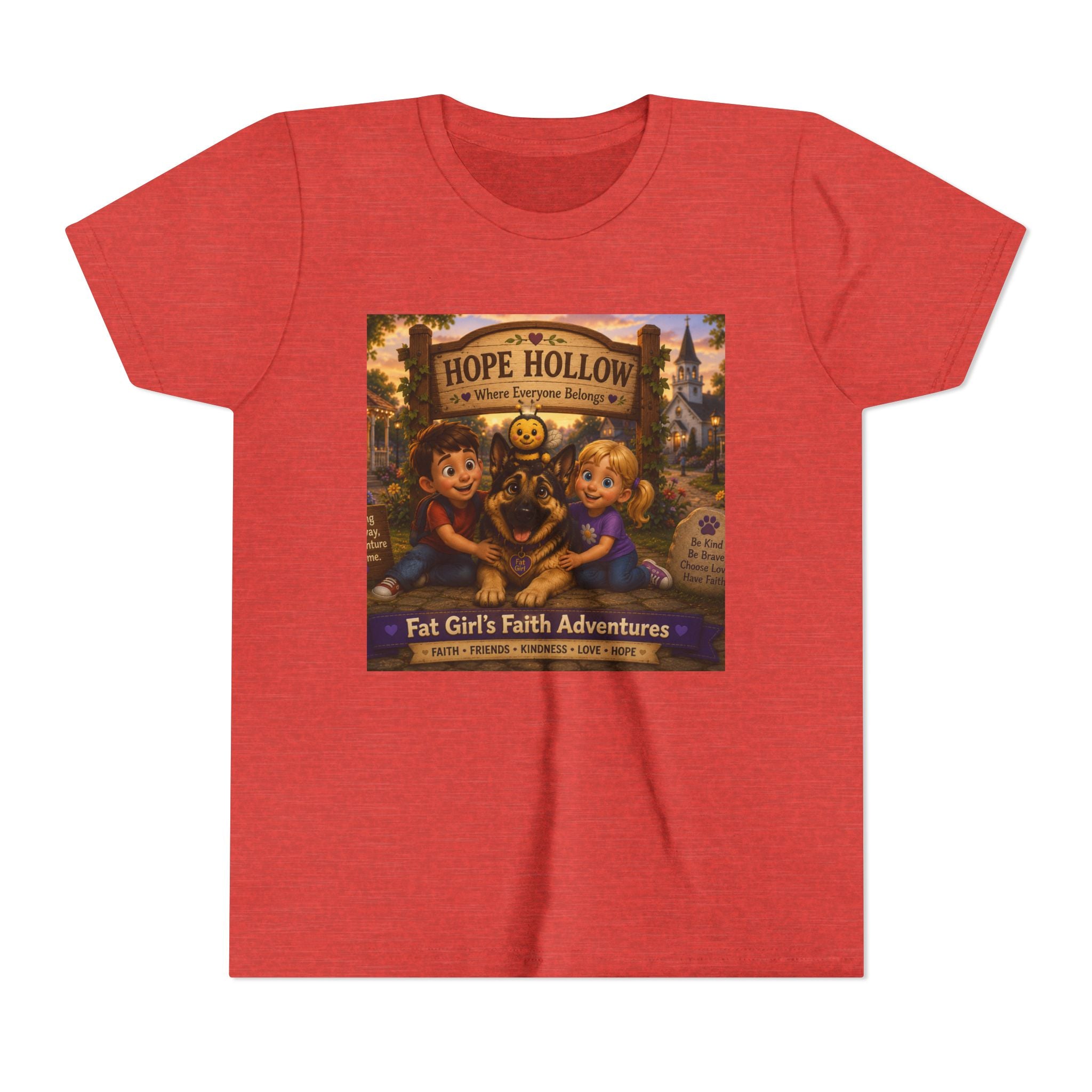 Youth Tee — Hope Hollow 'Fat Girl's Faith Adventures' Retro Kids Graphic Shirt